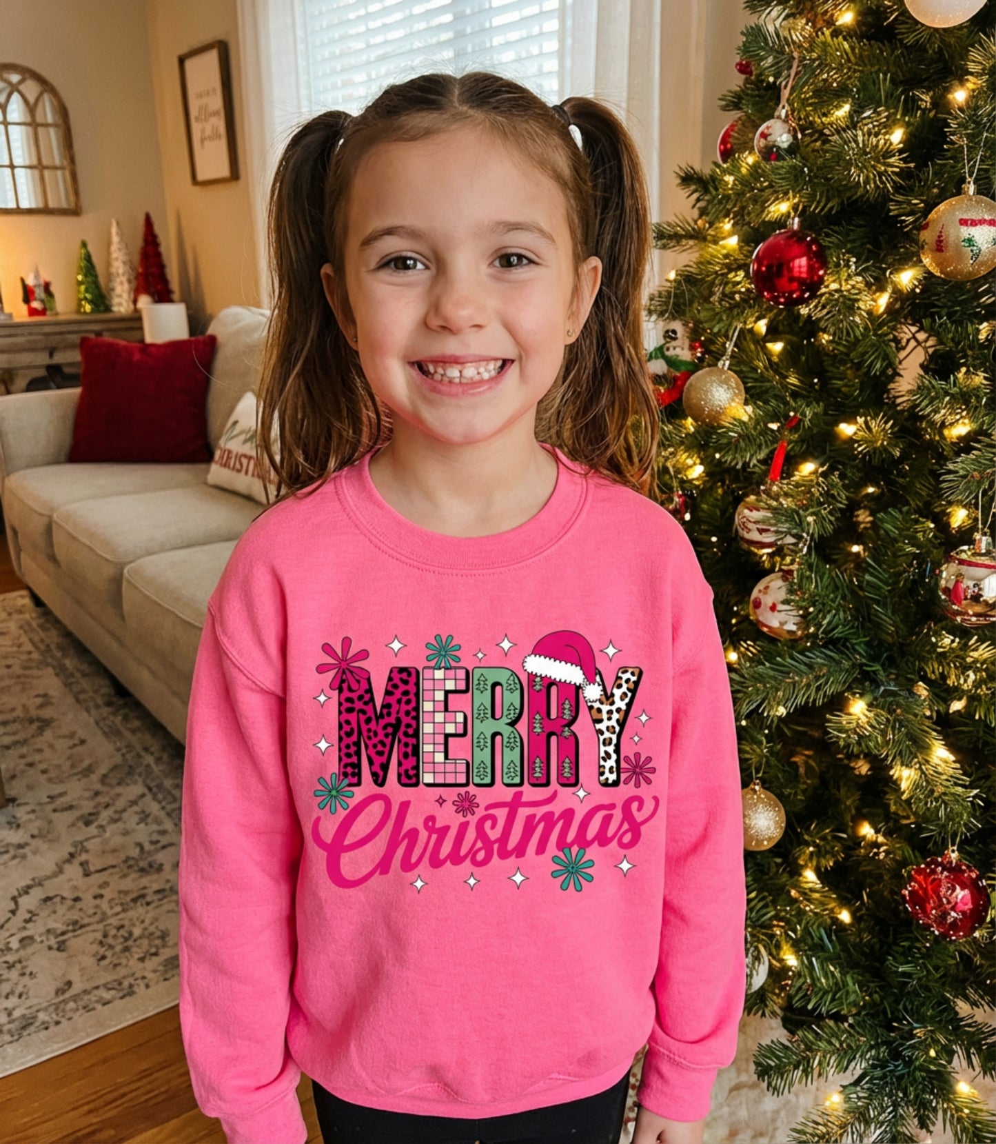 Youth Crewneck Sweatshirt – 'Merry Christmas' Festive Holiday Graphic