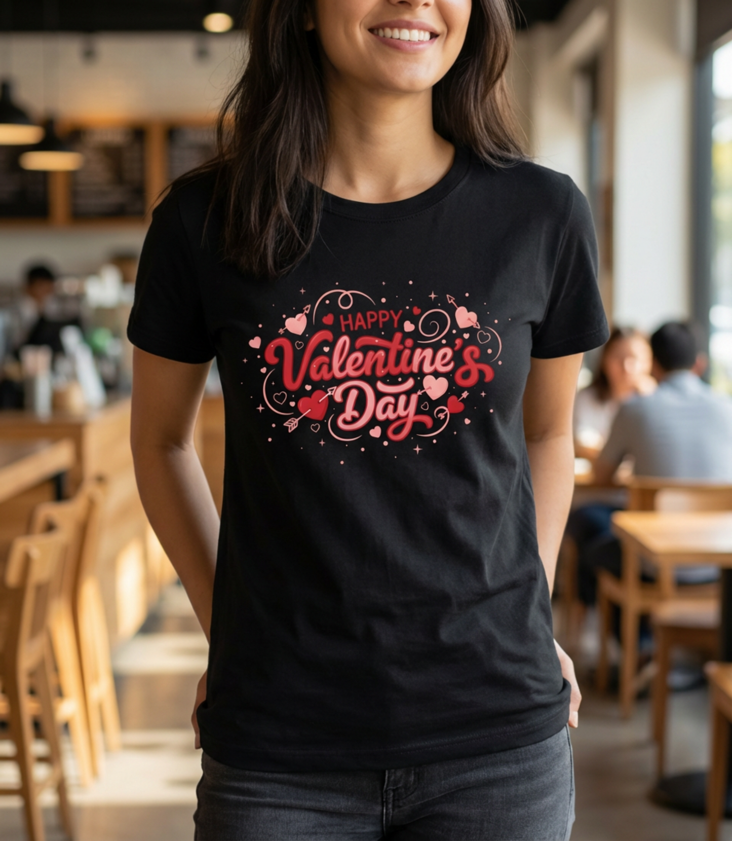 Valentine's Day Graphic T-Shirt — "Happy Valentine's Day" Heart Design