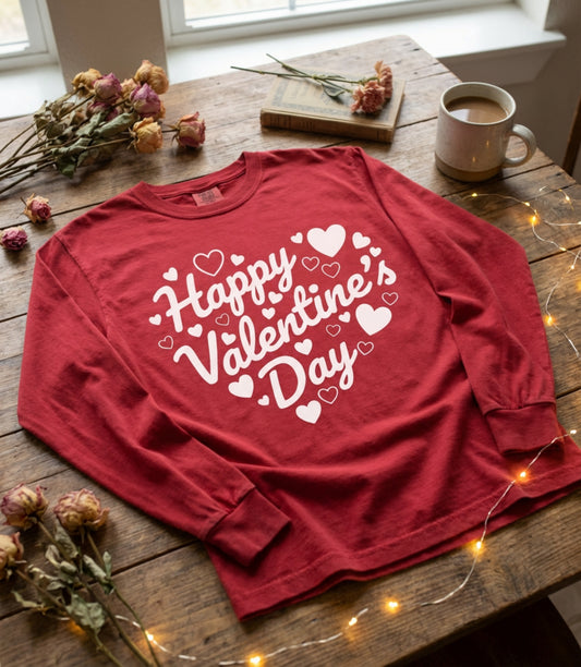 Happy Valentine’s Day Heart Long Sleeve Tee