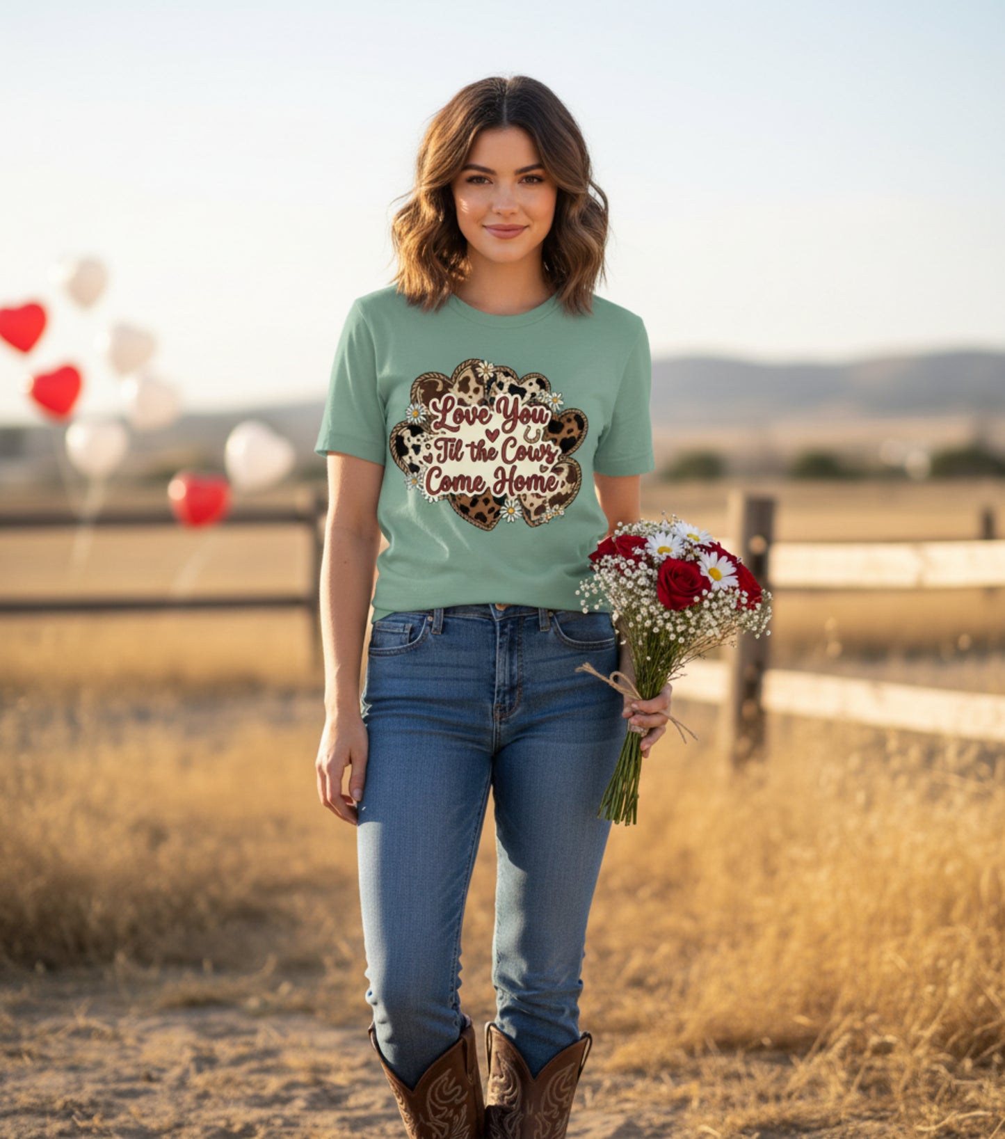 Love You 'Til the Cows Come Home Tee — Farmhouse Cow Heart Graphic T-Shirt