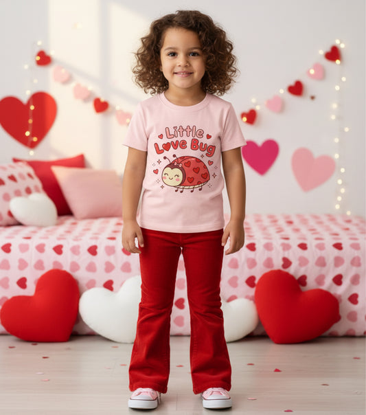 Kids Tee – "Little Love Bug" Cute Valentine Ladybug Shirt for Toddlers & Children