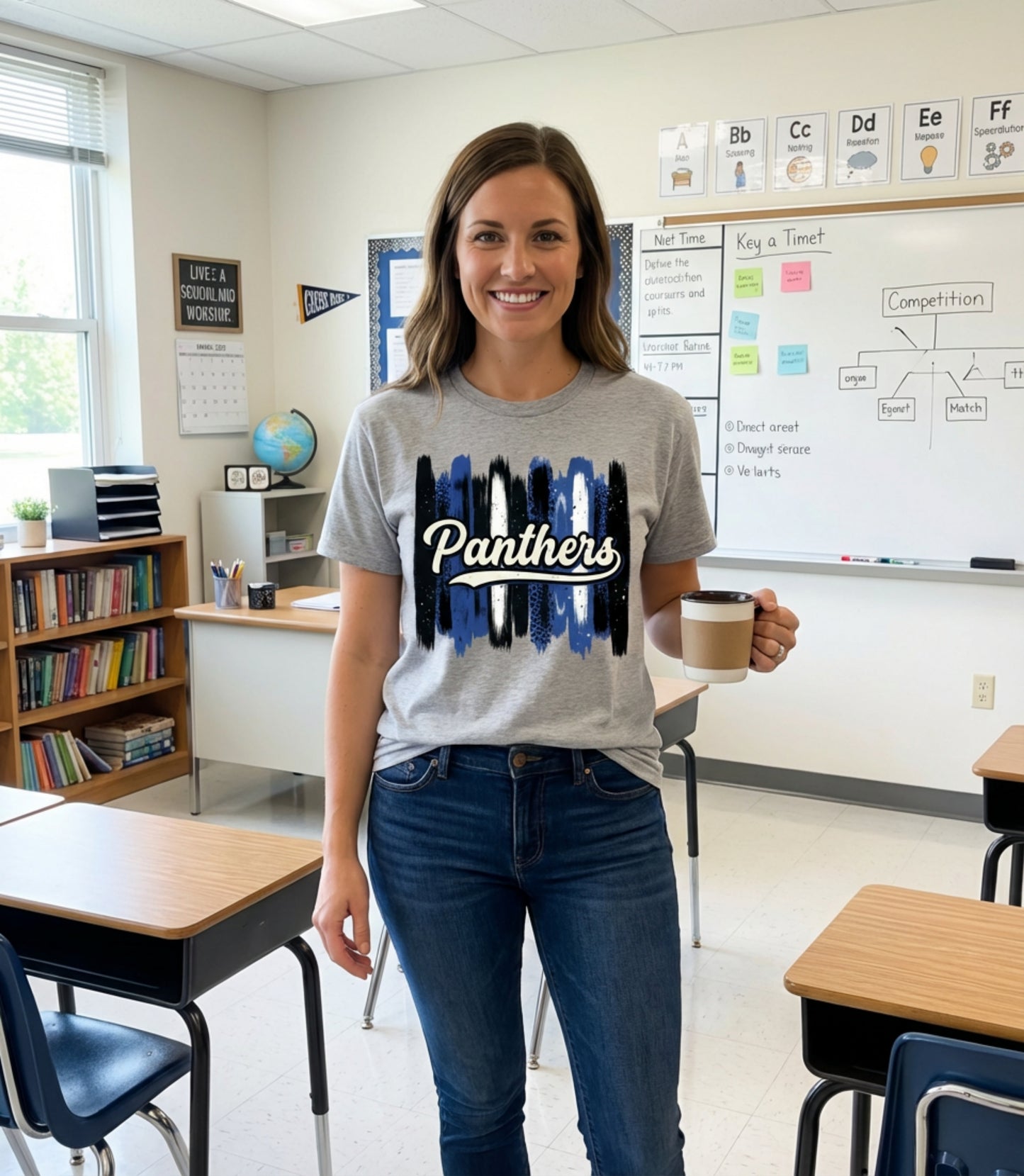 Panthers Brushstroke T-Shirt — Retro Script School Spirit Tee