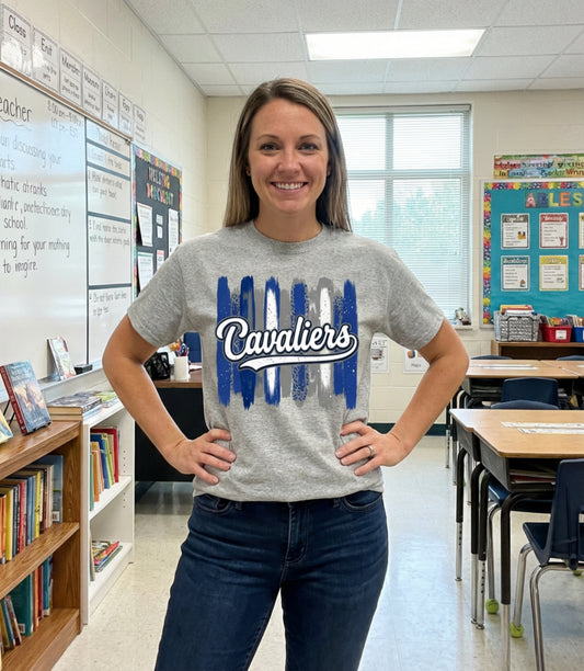 Cavaliers Brushstroke T-Shirt — Vintage Script School Spirit Tee
