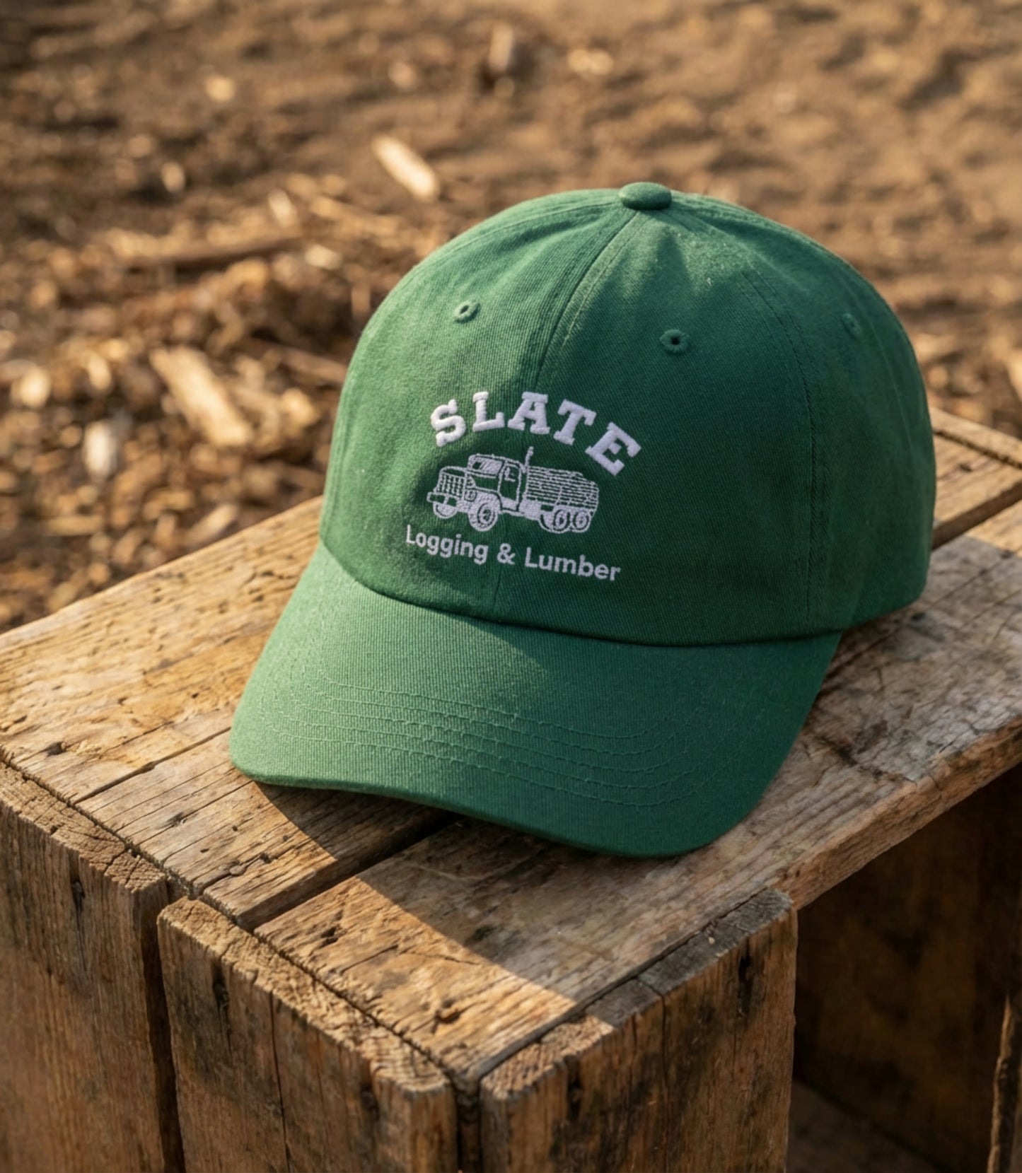 SLATE Logging & Lumber Dad Cap | Embroidered Business Hat