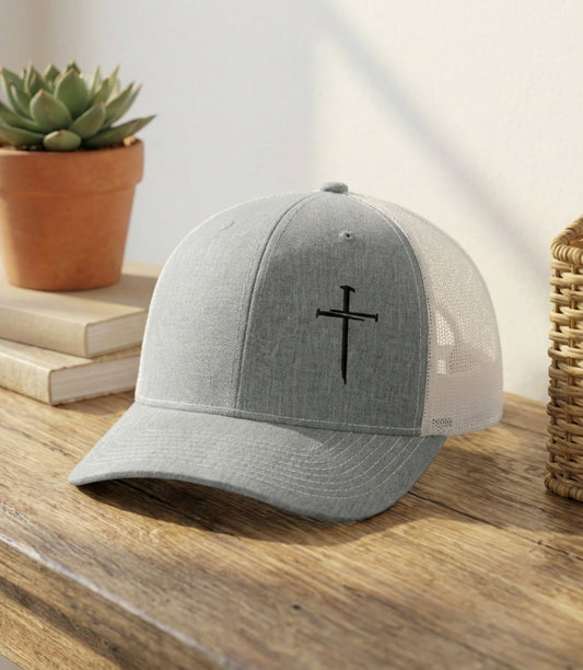 Minimal Cross Embroidered Trucker Hat | Richardson 112