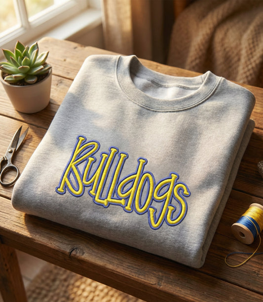 Bulldogs Embroidered Crewneck Sweatshirt | Gildan 18000