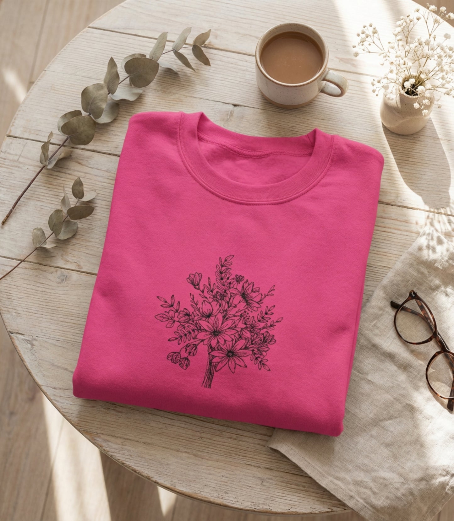 Wildflower Bouquet Embroidered Crewneck Sweatshirt | Gildan 18000