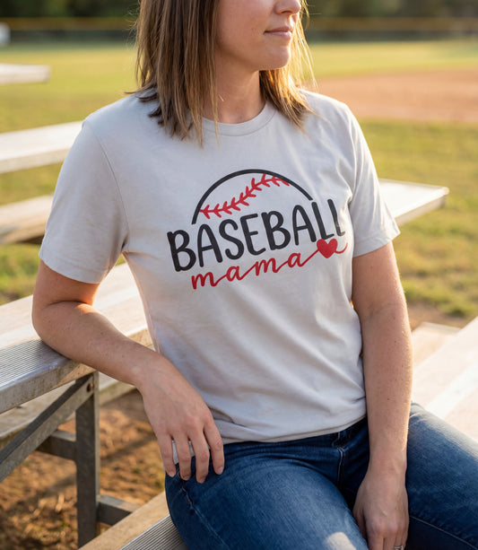 Baseball Mama T-Shirt — Cute Mom Baseball Mom Tee with Heart