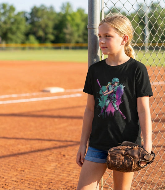Colorful Paint Splatter Batter Graphic Youth T-Shirt
