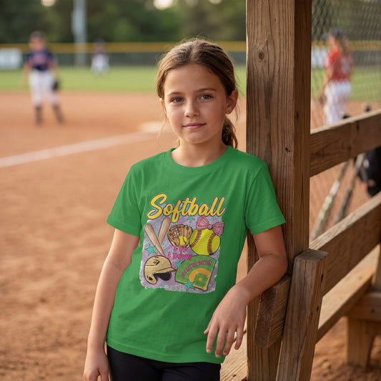 Kids Softball T‑Shirt — Cute Retro Softball Graphic Tee