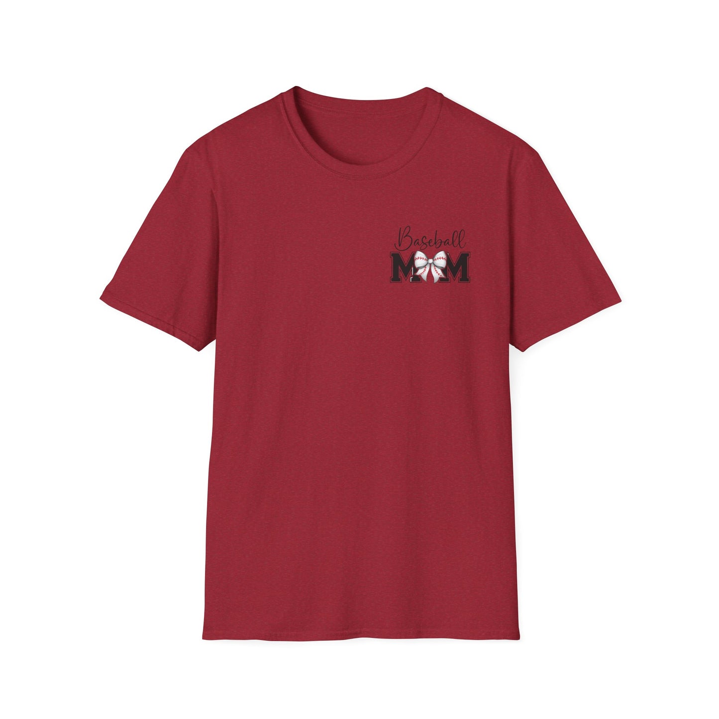 Baseball Mom T-Shirt — Mama Tee with Baseball Bow Graphic