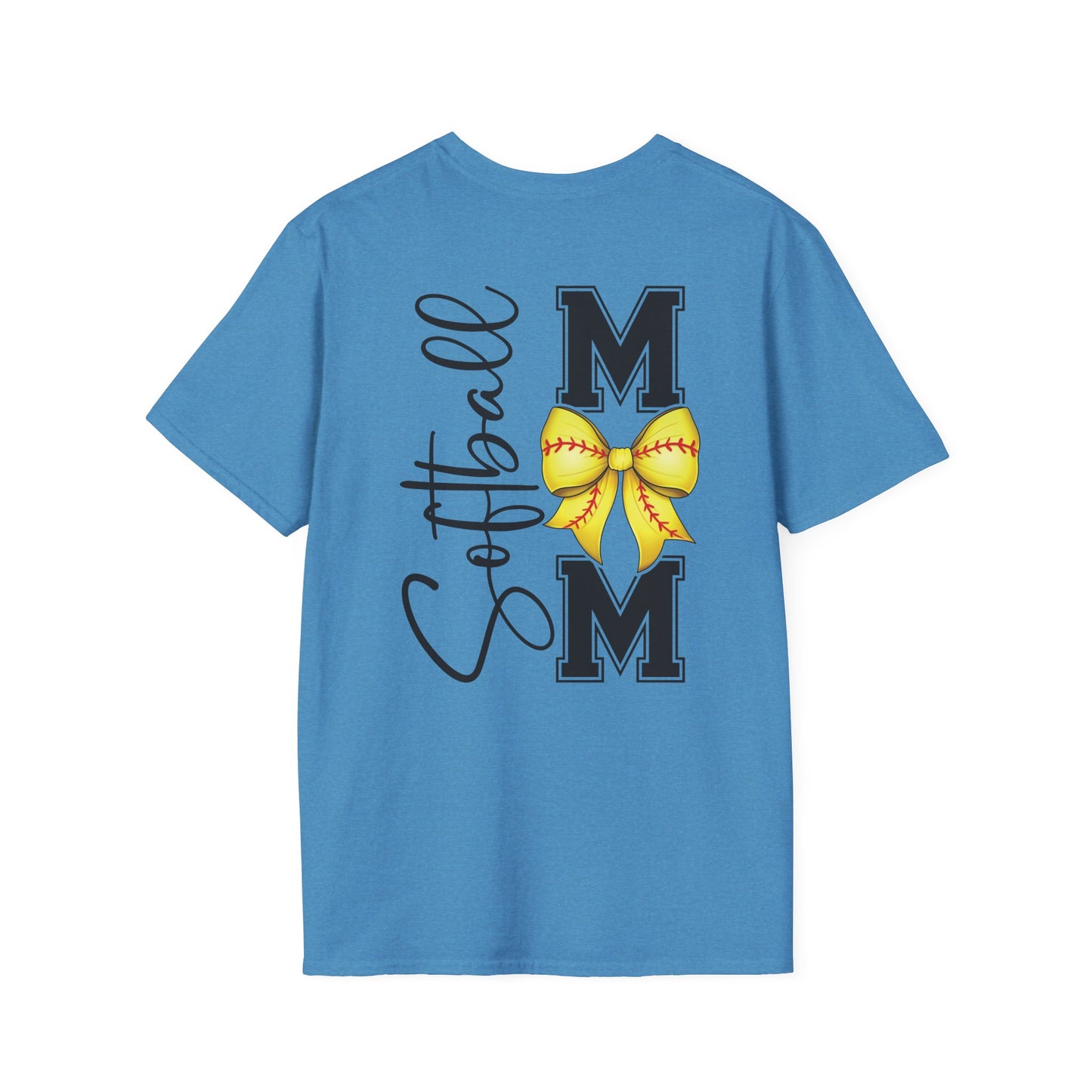 Softball Mom T-Shirt - 'Softball MOM' Graphic Tee with Yellow Softball Bow