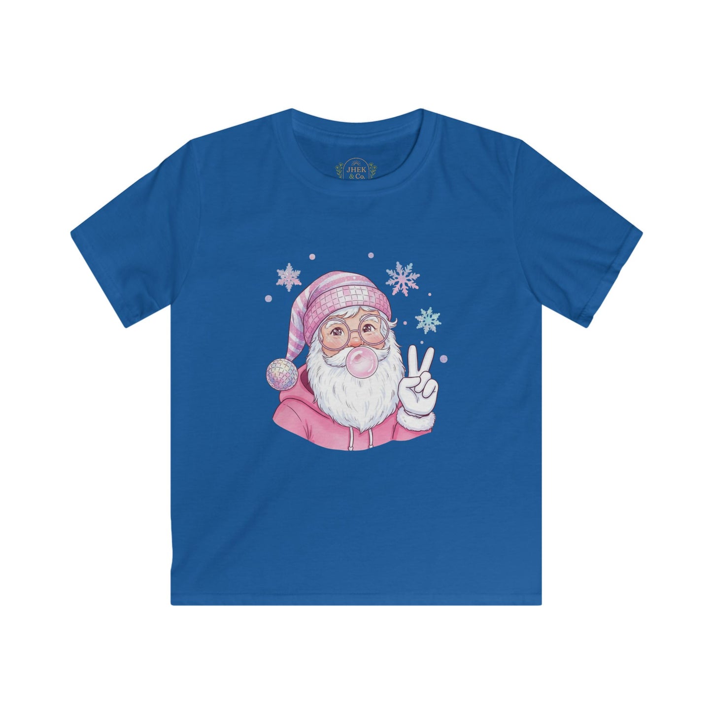 Pink Santa Peace Sign Christmas Shirt for Girls