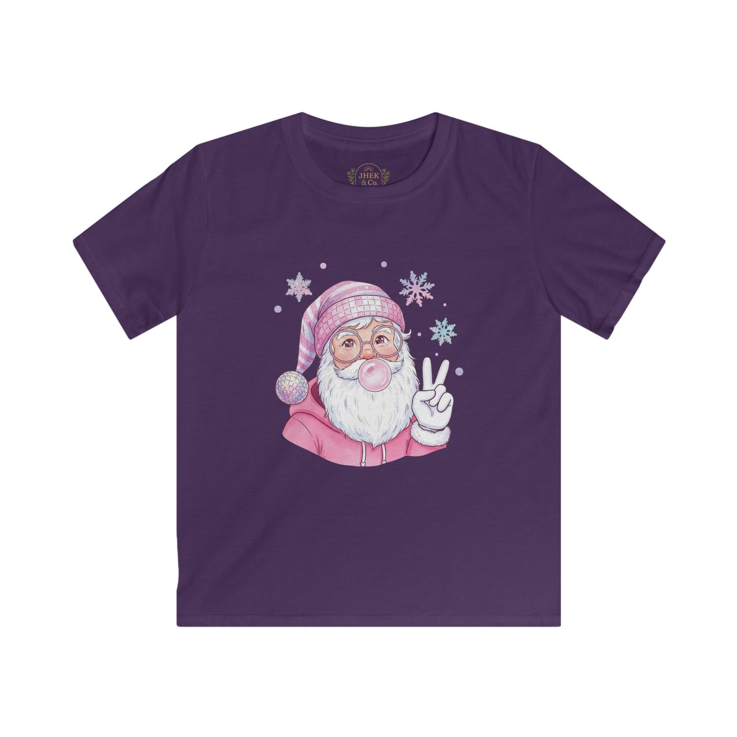 Pink Santa Peace Sign Christmas Shirt for Girls