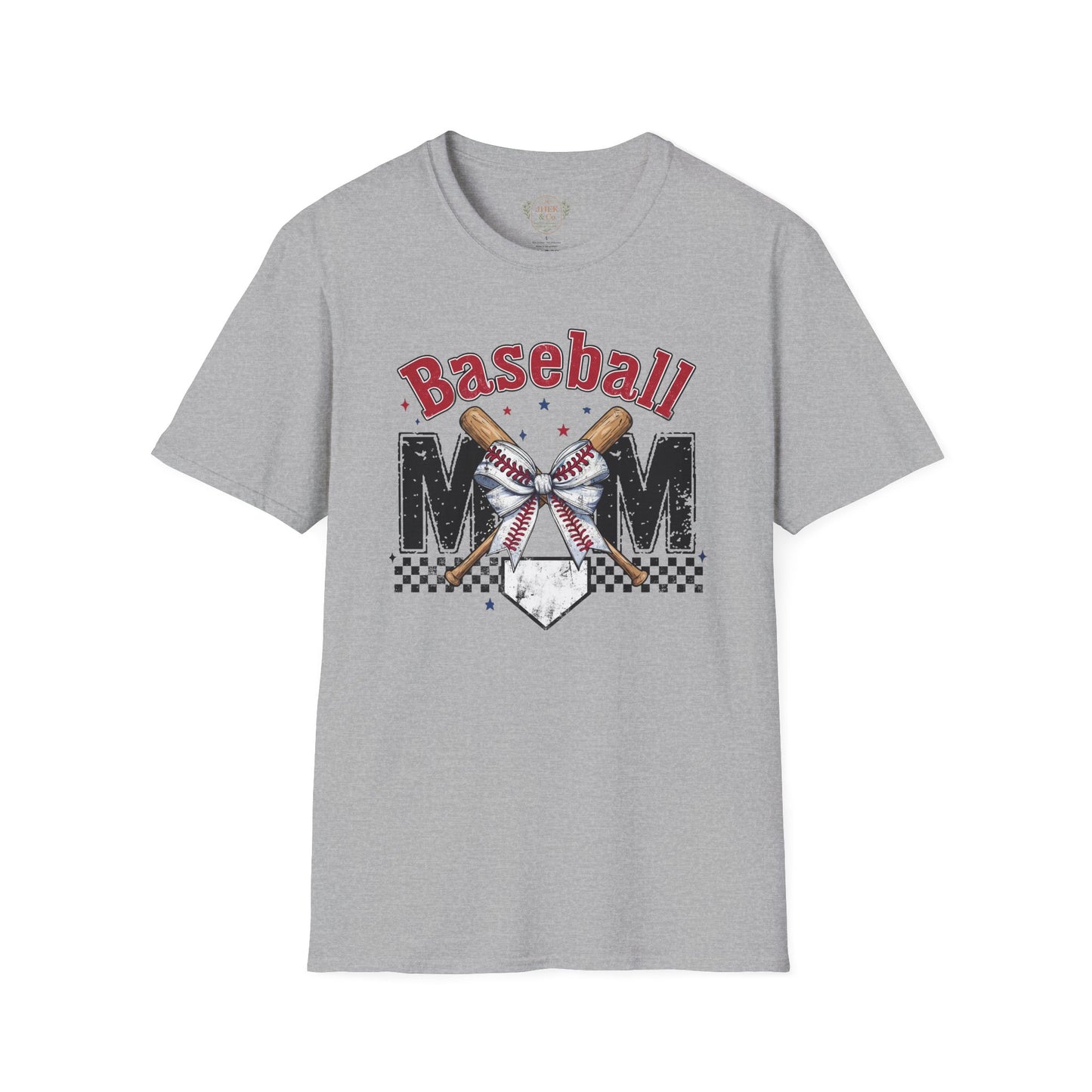 Baseball Mom T‑Shirt — Vintage Crossed Bats & Home Plate Design