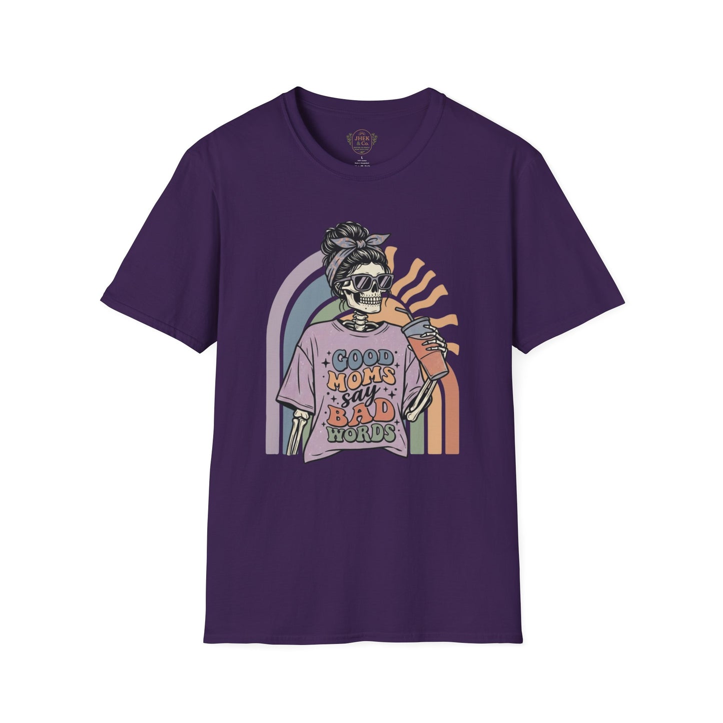 Funny Mom T-Shirt - "Good Moms Say Bad Words" Retro Skull Design