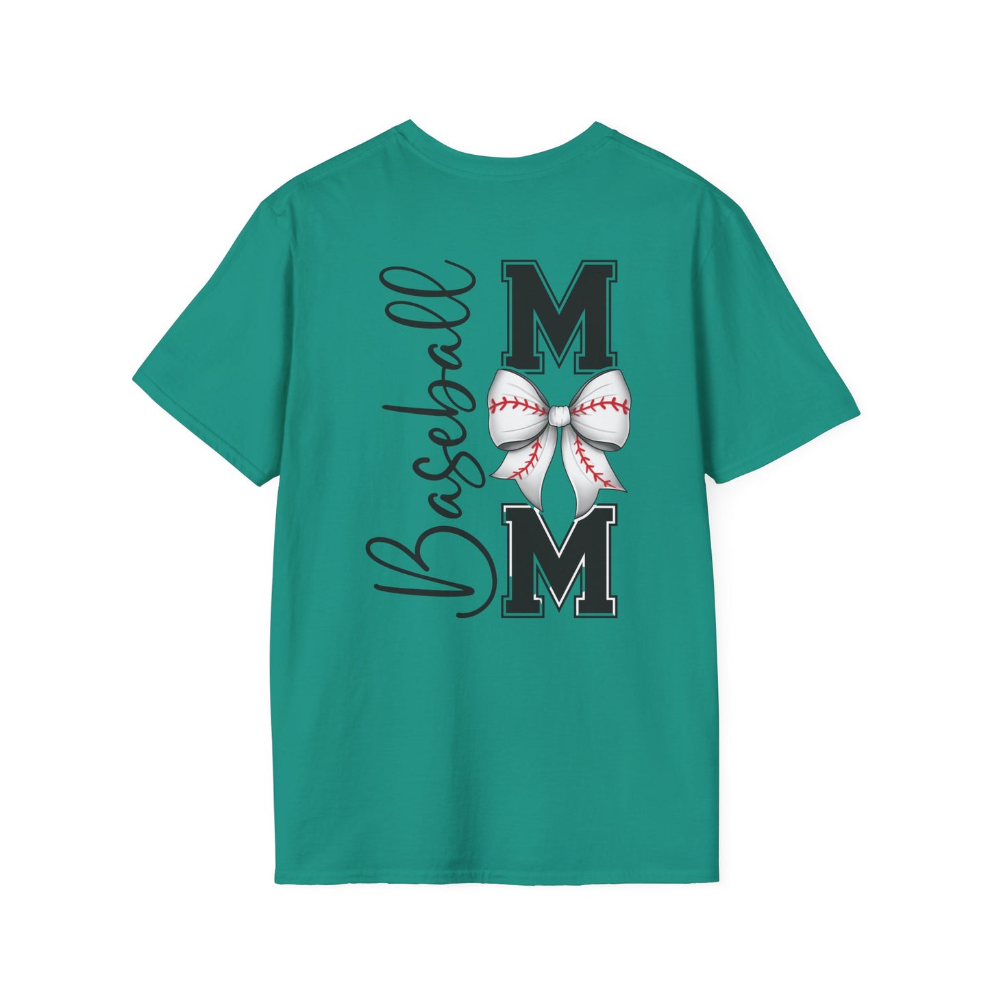 Baseball Mom T-Shirt — Mama Tee with Baseball Bow Graphic