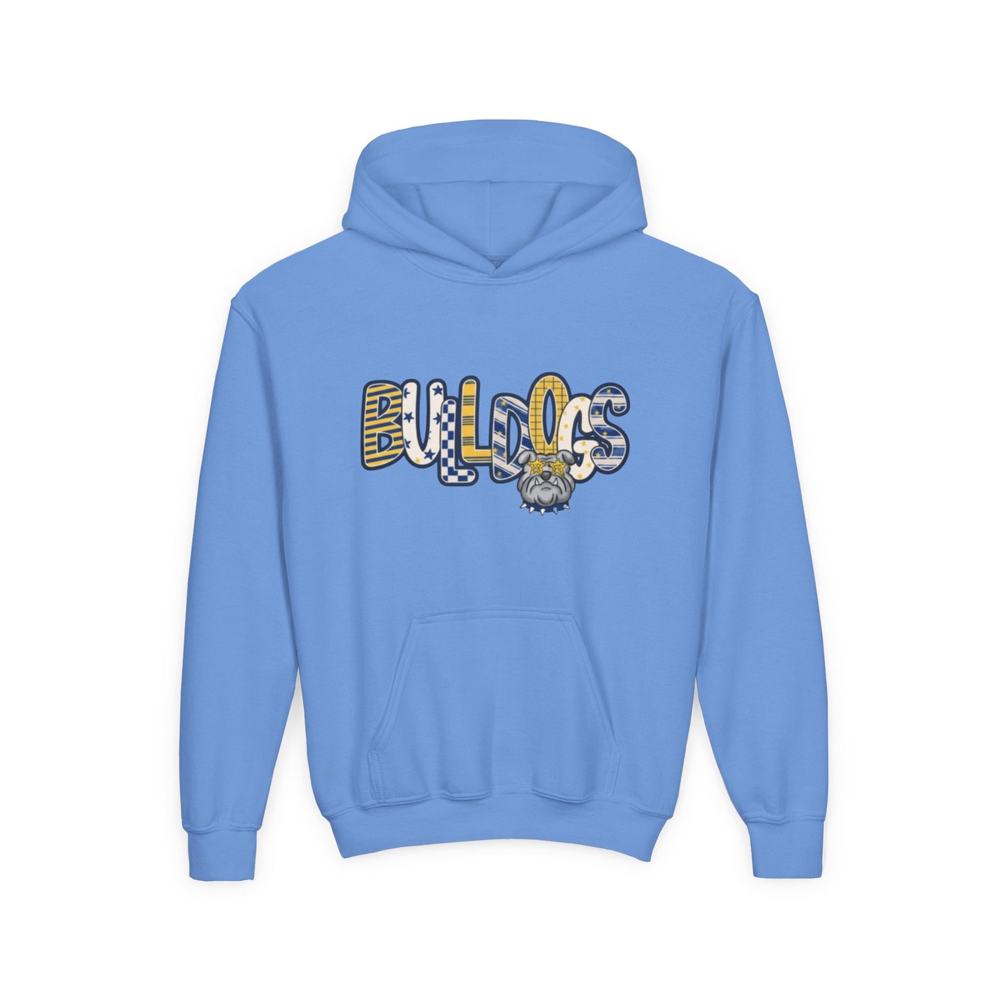 Bulldogs Youth Hoodie — Cute Mascot Lettering Kids School Spirit Sweatshirt