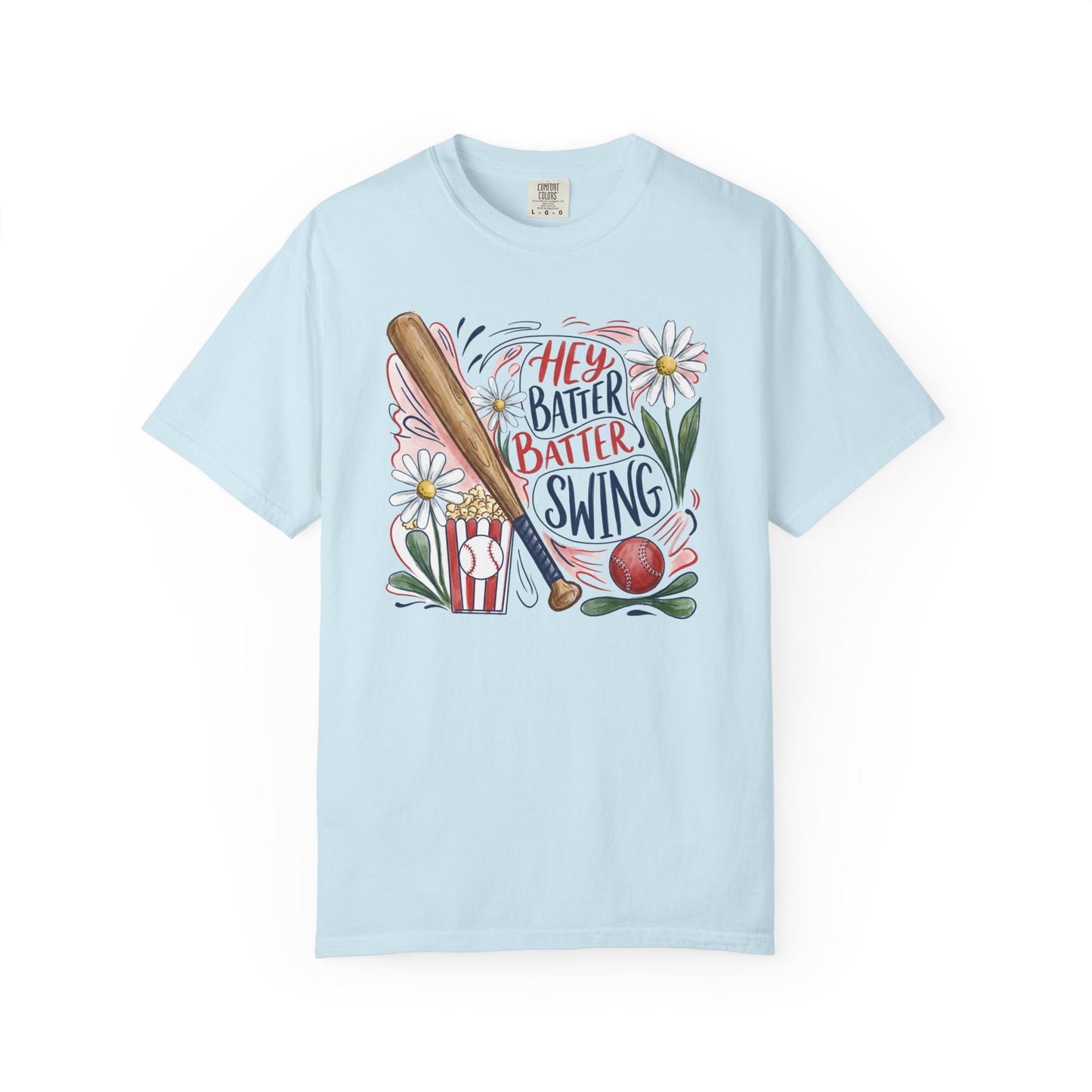 Hey Batter Batter Swing Baseball T-Shirt — Vintage Bat & Ball Graphic