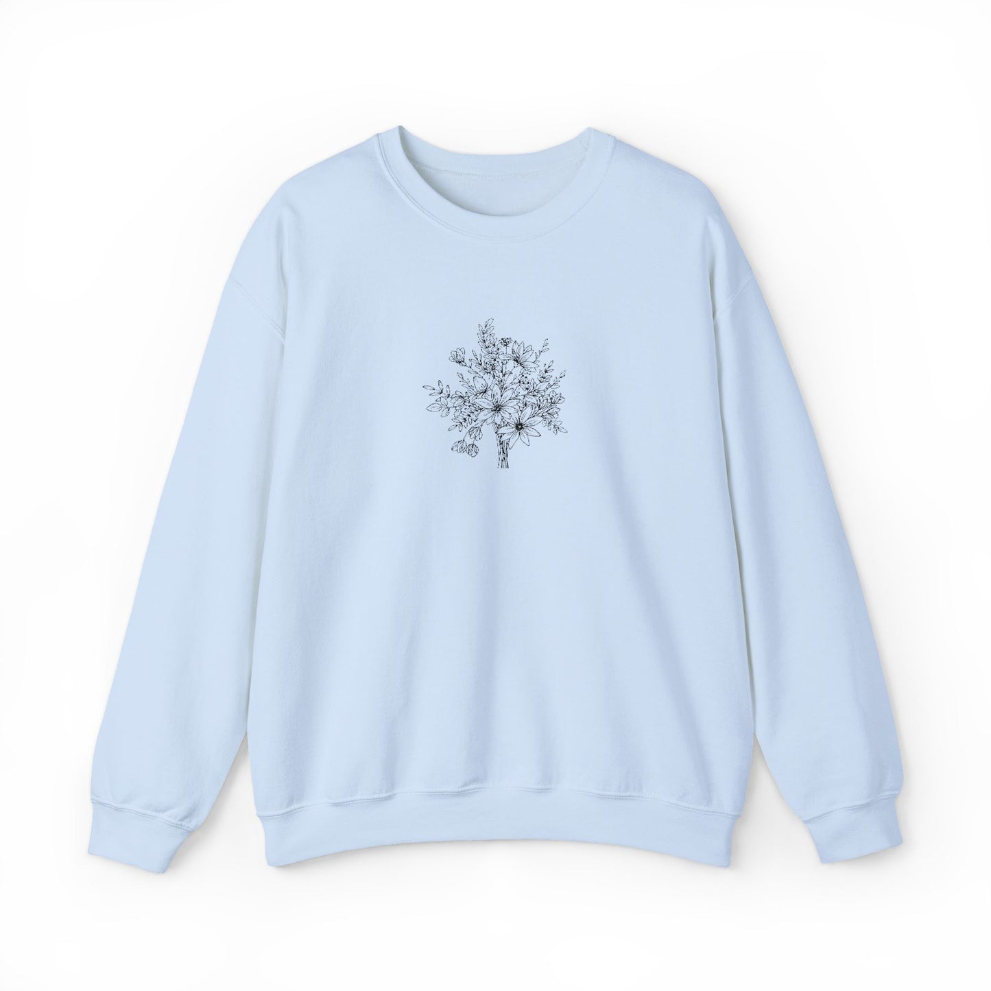 Wildflower Bouquet Embroidered Crewneck Sweatshirt | Gildan 18000