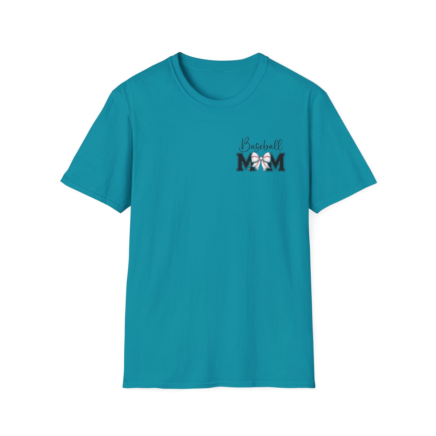 Baseball Mom T-Shirt — Mama Tee with Baseball Bow Graphic
