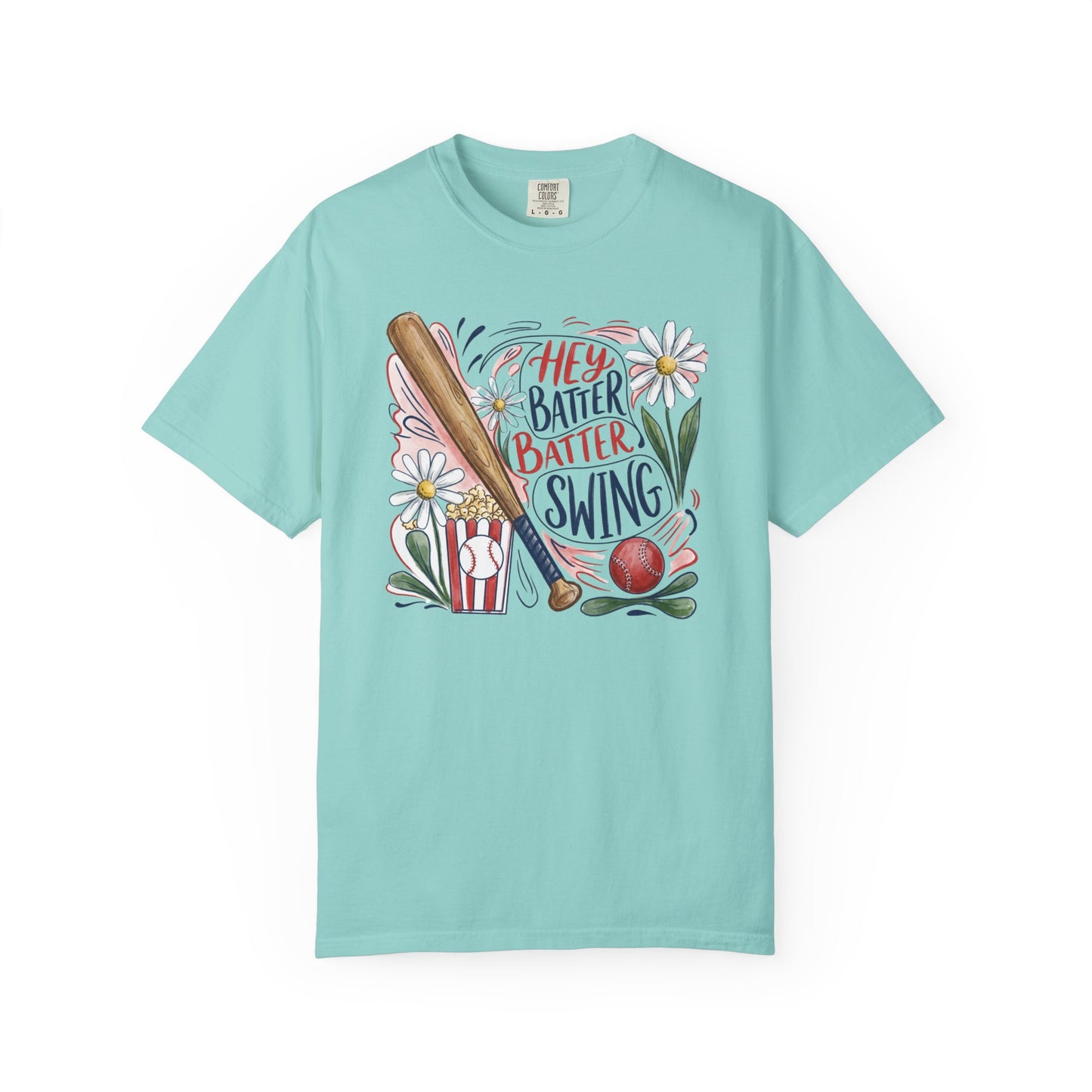 Hey Batter Batter Swing Baseball T-Shirt — Vintage Bat & Ball Graphic