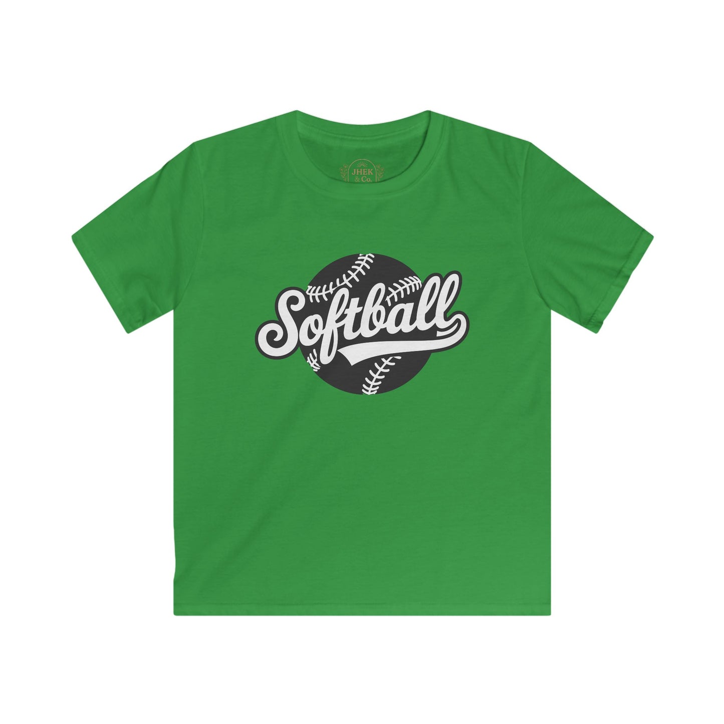 Kids Softball T‑Shirt — Retro Script Softball Tee for Young Players