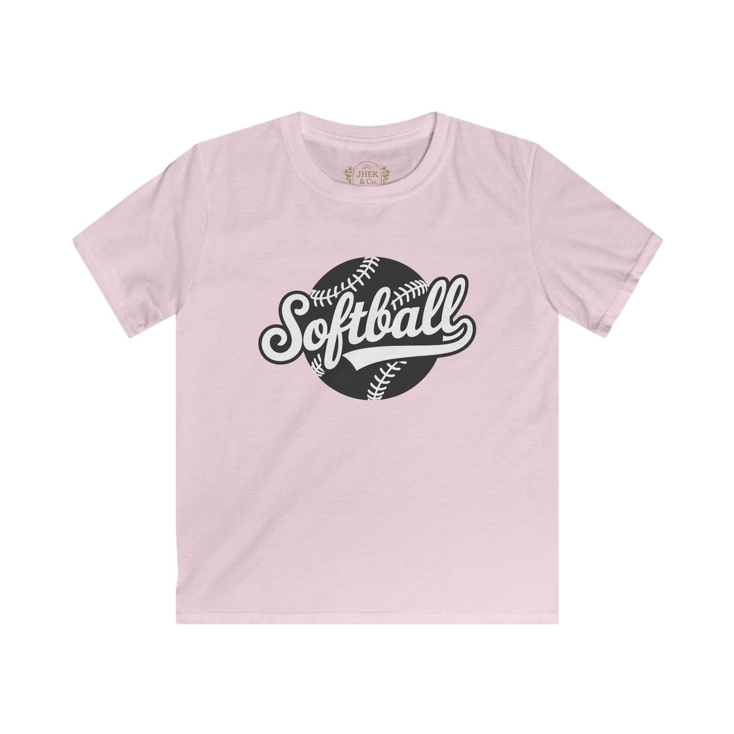 Kids Softball T‑Shirt — Retro Script Softball Tee for Young Players