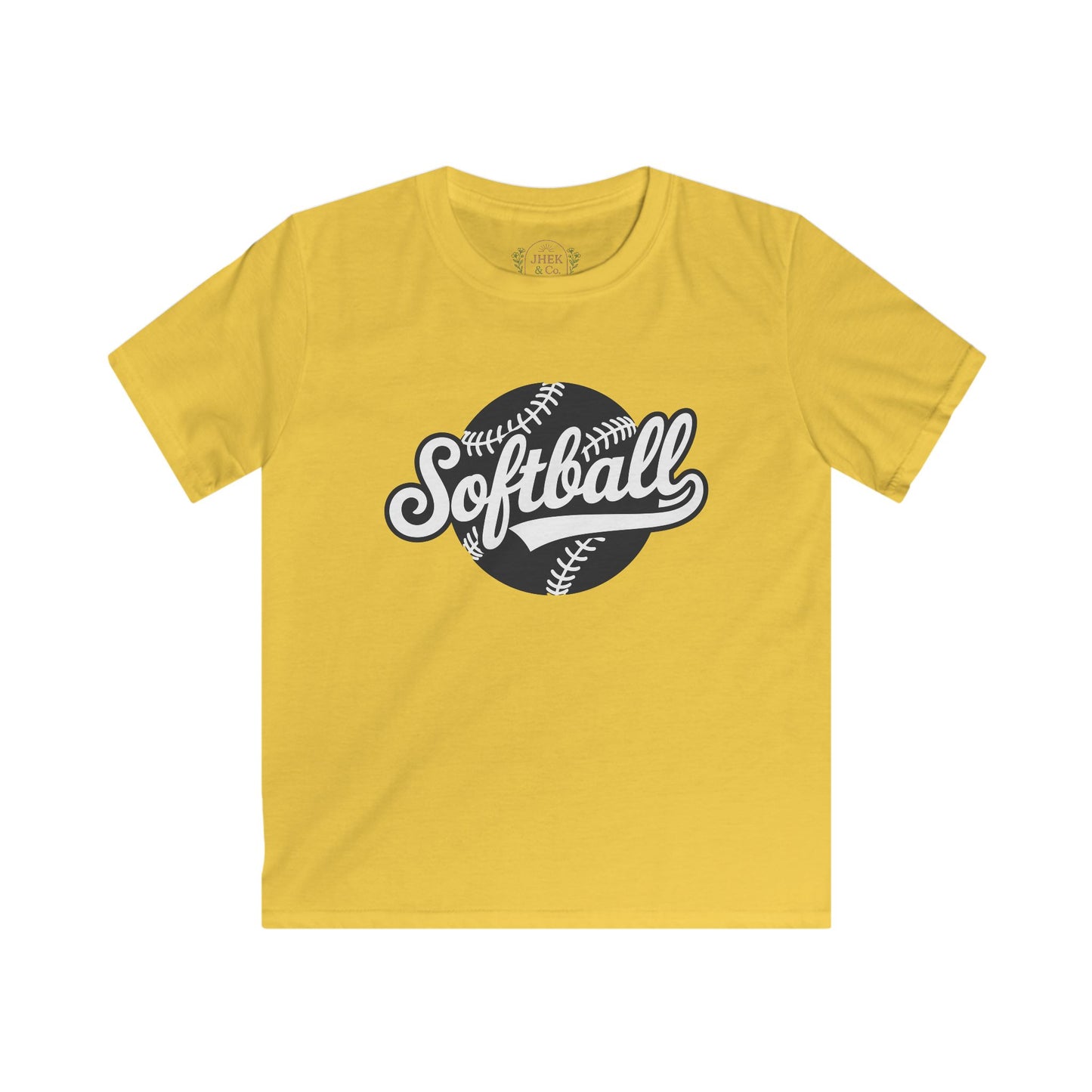 Kids Softball T‑Shirt — Retro Script Softball Tee for Young Players