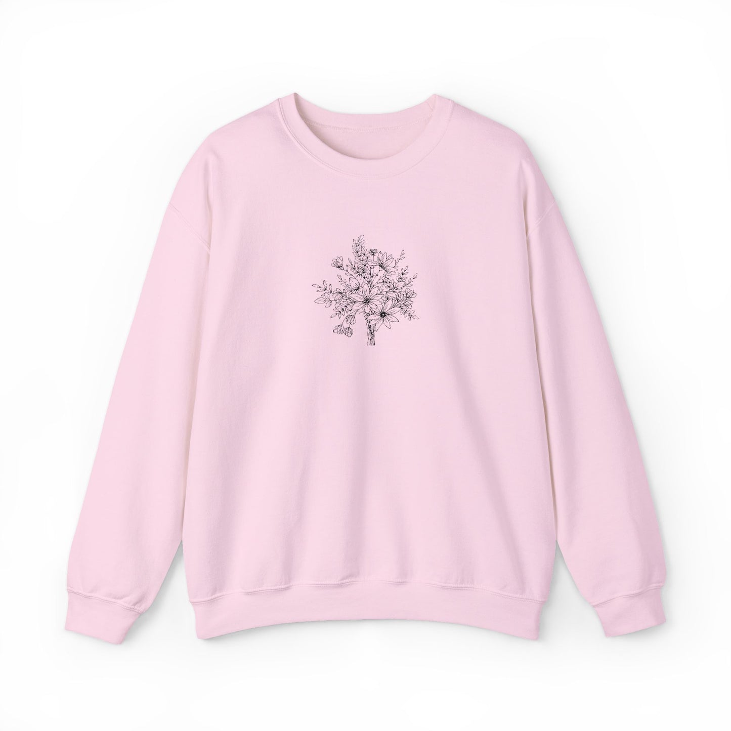 Wildflower Bouquet Embroidered Crewneck Sweatshirt | Gildan 18000