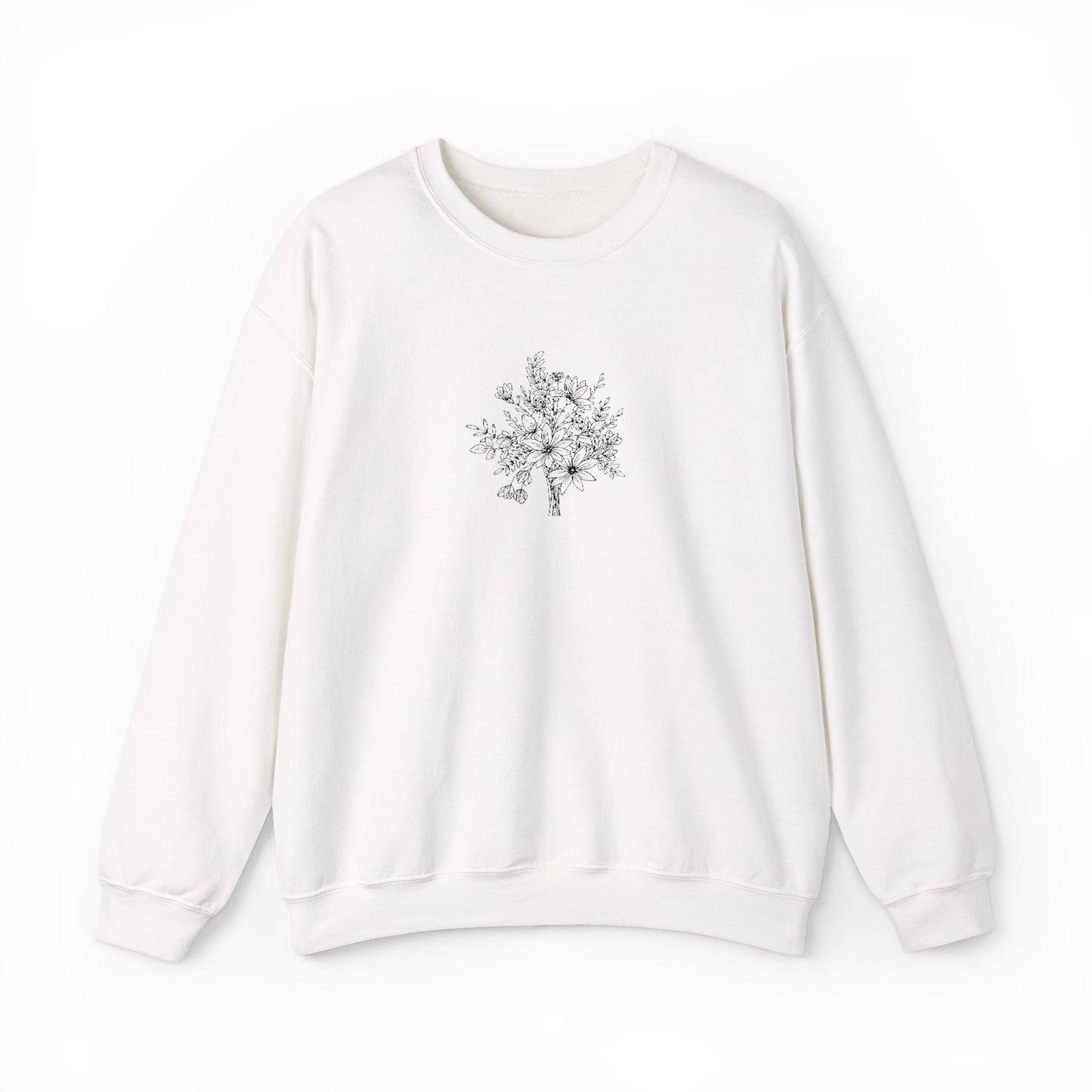 Wildflower Bouquet Embroidered Crewneck Sweatshirt | Gildan 18000
