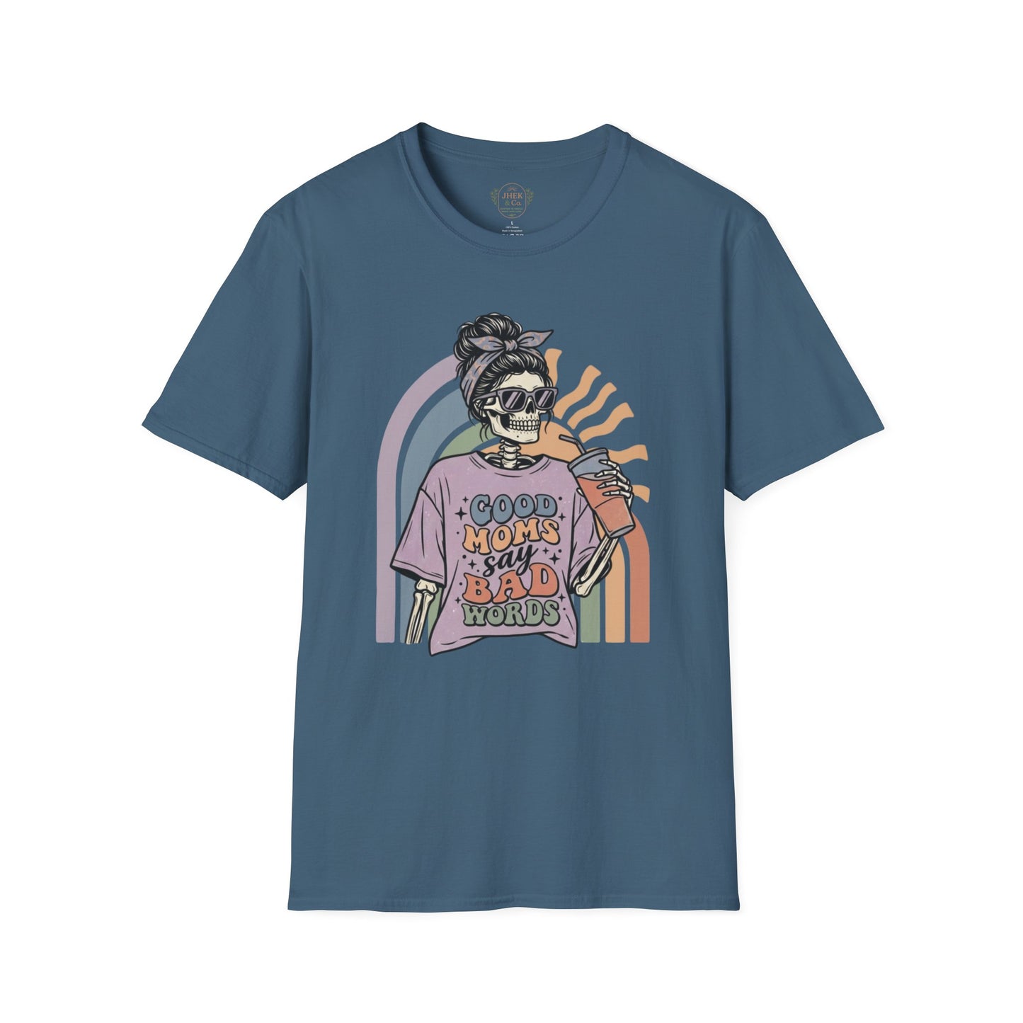 Funny Mom T-Shirt - "Good Moms Say Bad Words" Retro Skull Design