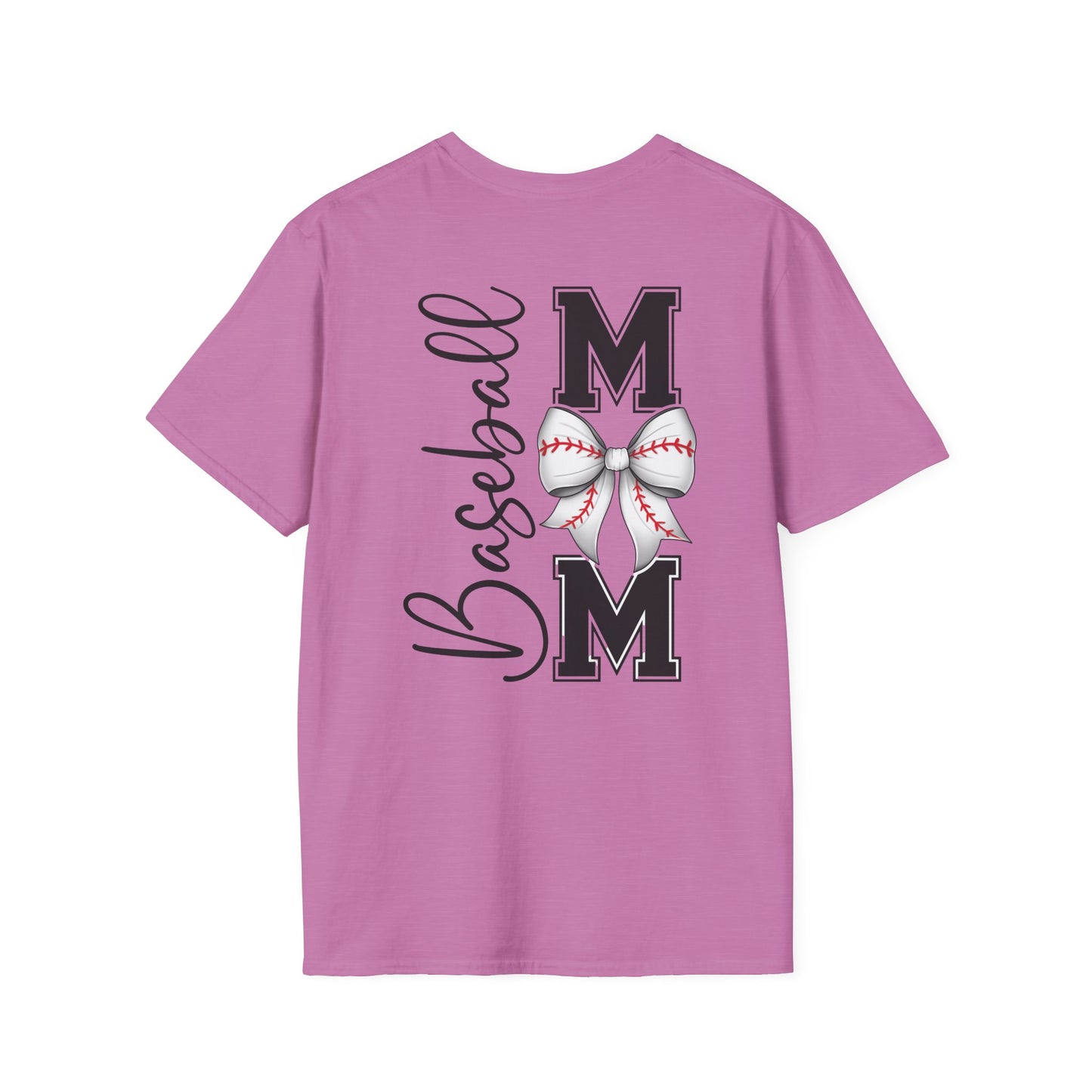 Baseball Mom T-Shirt — Mama Tee with Baseball Bow Graphic