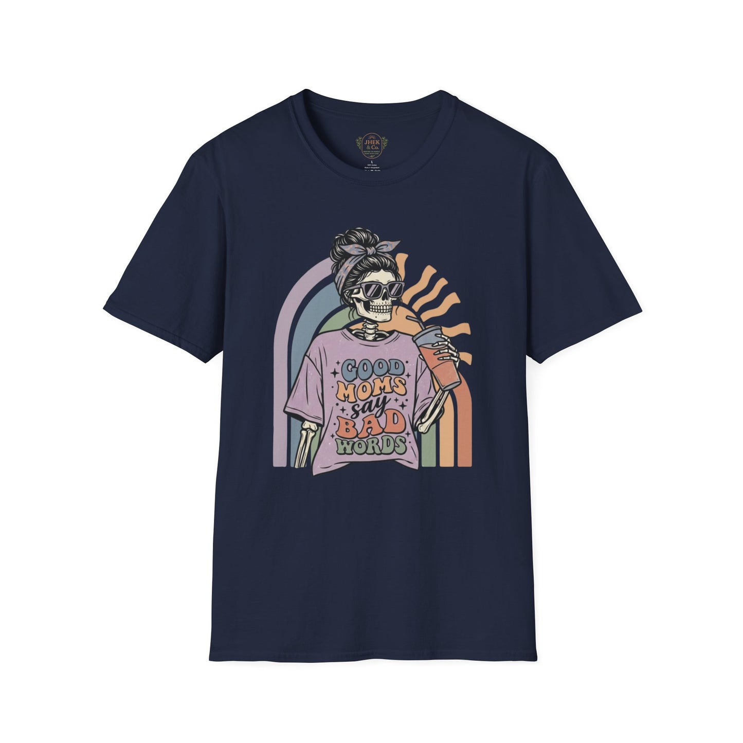 Funny Mom T-Shirt - "Good Moms Say Bad Words" Retro Skull Design