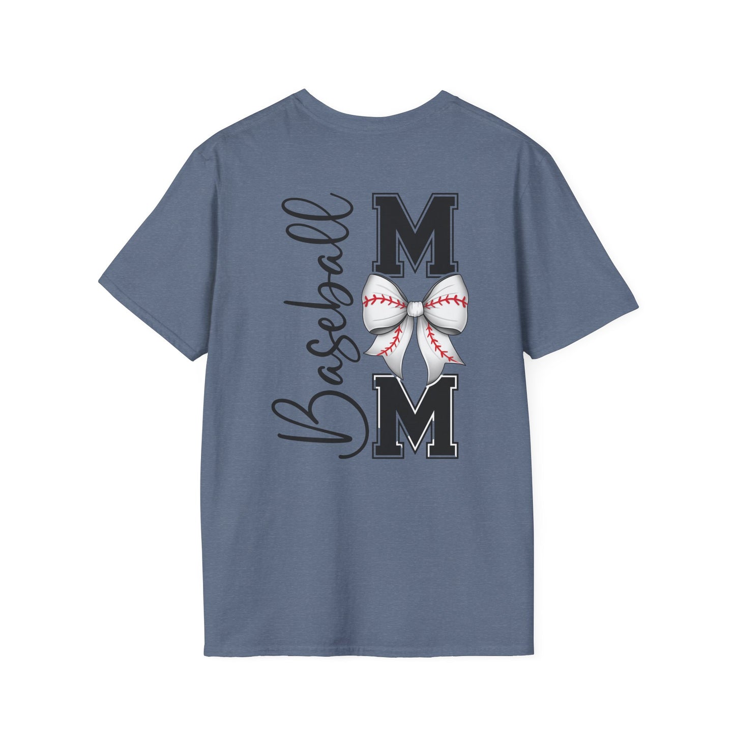 Baseball Mom T-Shirt — Mama Tee with Baseball Bow Graphic