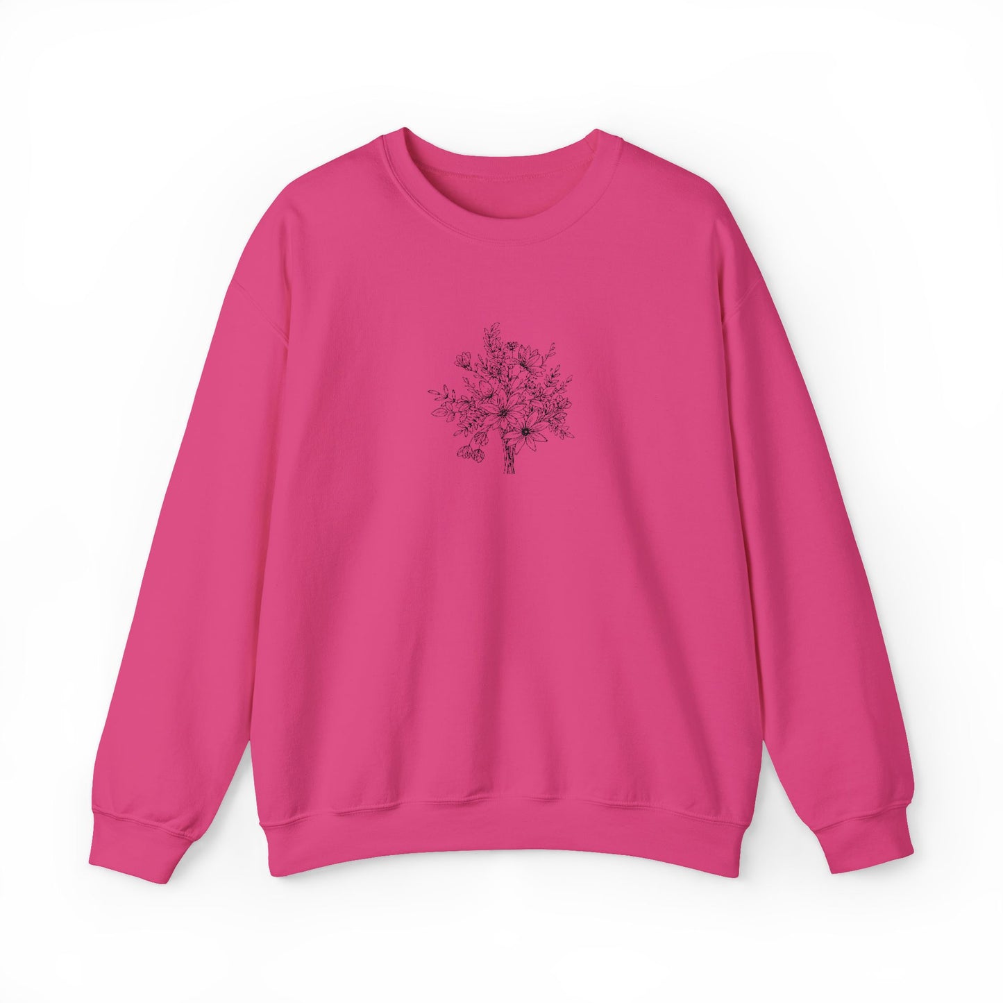 Wildflower Bouquet Embroidered Crewneck Sweatshirt | Gildan 18000