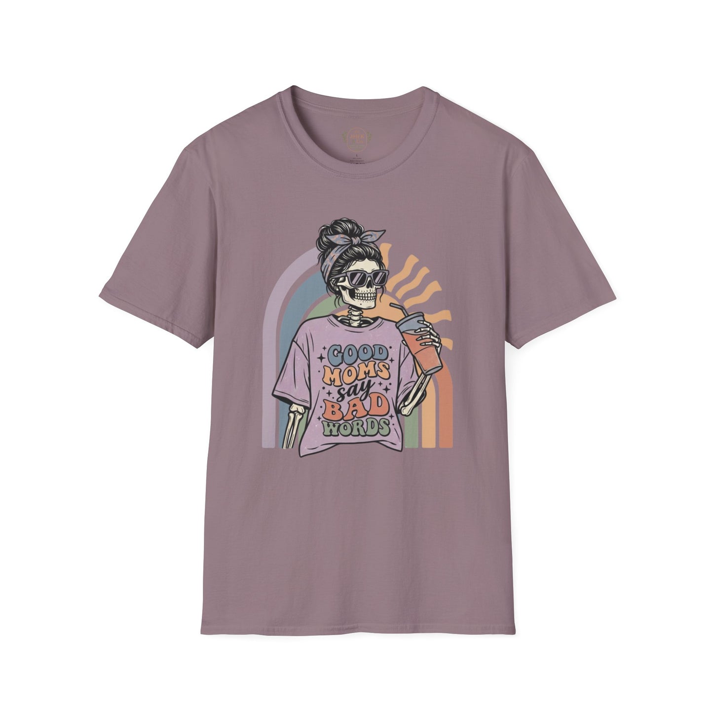 Funny Mom T-Shirt - "Good Moms Say Bad Words" Retro Skull Design