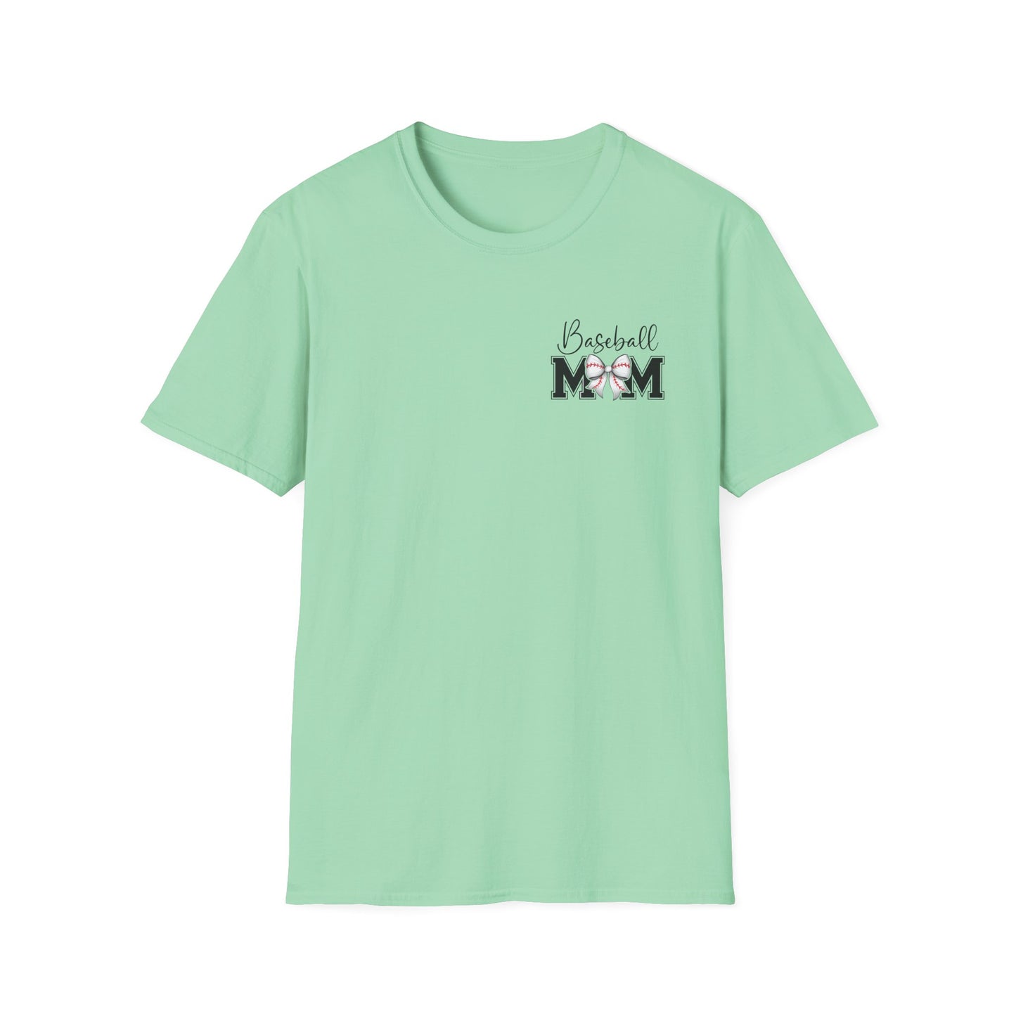 Baseball Mom T-Shirt — Mama Tee with Baseball Bow Graphic