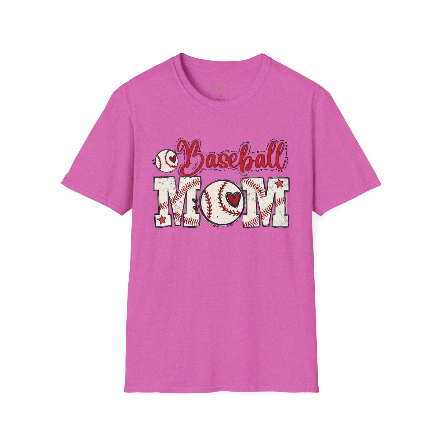 Baseball Mom T-Shirt – Vintage Baseball Script & Heart Stitching Design