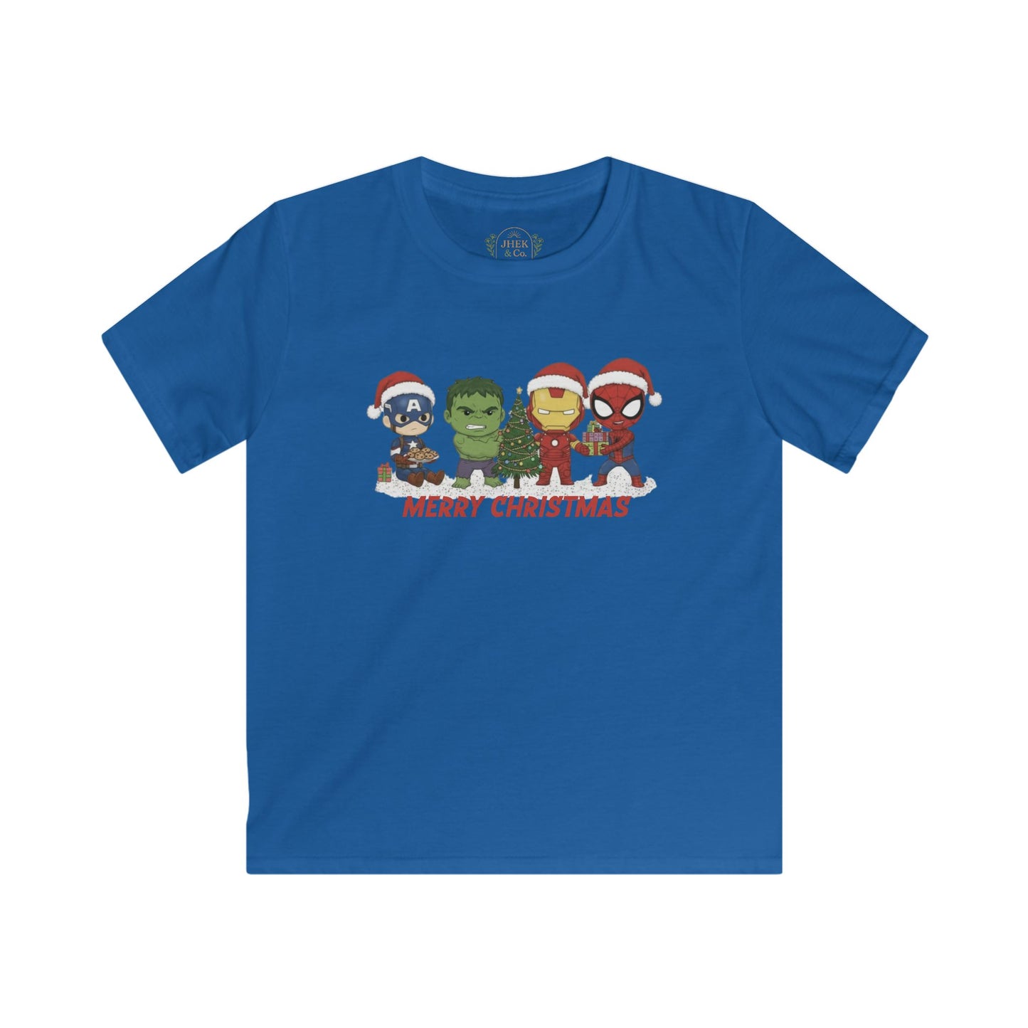 Kids Christmas Superhero Tee – "Merry Christmas" Cute Marvel-Inspired Characters