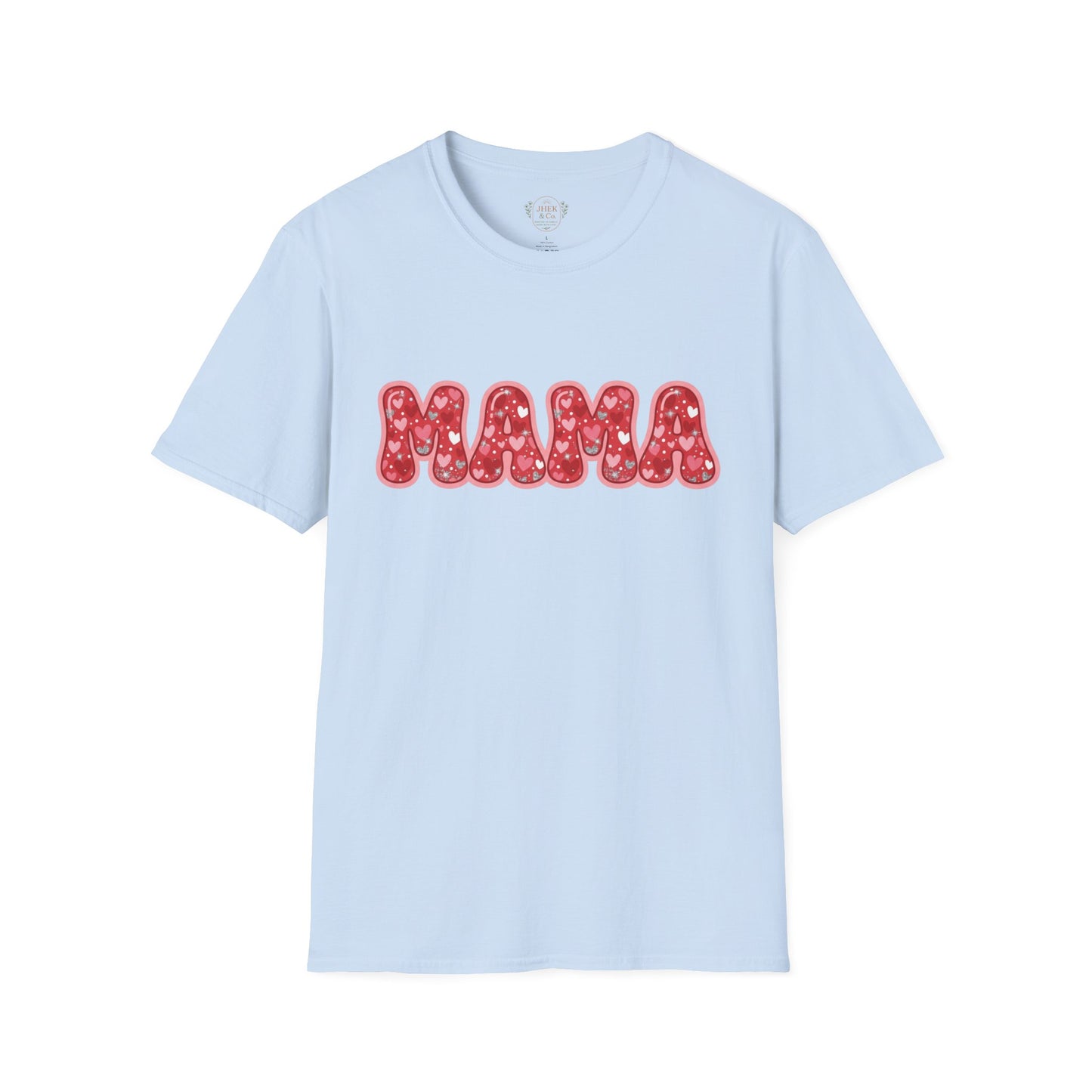 Mama Valentine's Day T-Shirt — Red Heart Bubble Letters Shirt