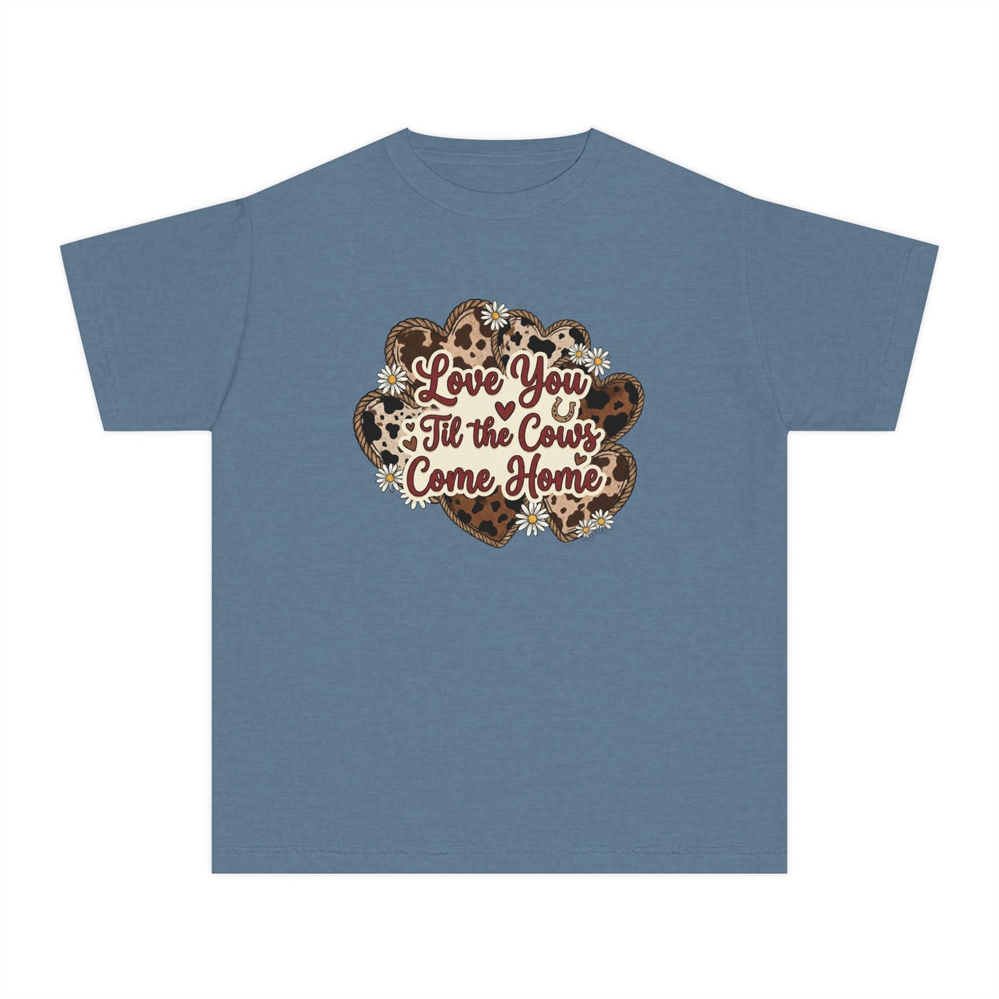 Youth Tee — "Love You 'Til the Cows Come Home" Heart Kids Shirt