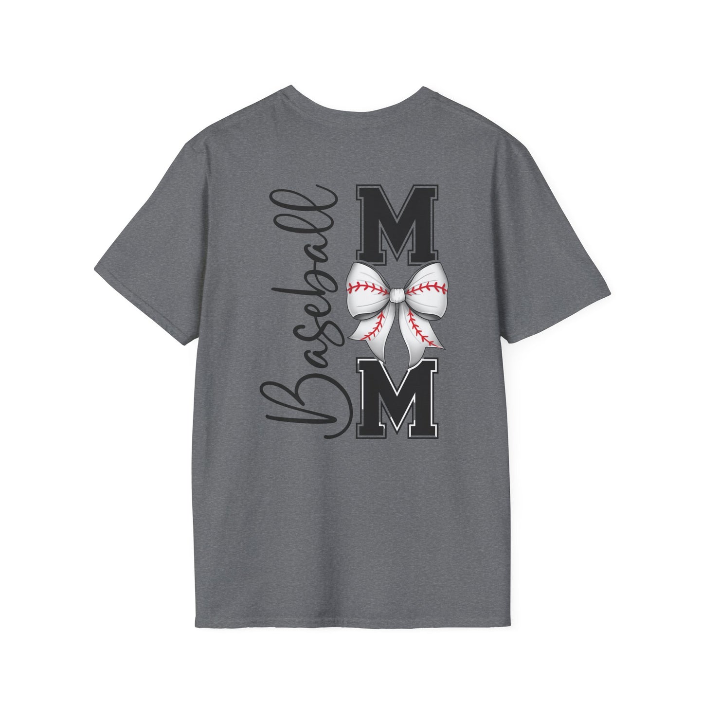 Baseball Mom T-Shirt — Mama Tee with Baseball Bow Graphic