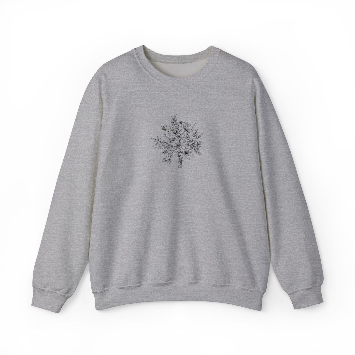 Wildflower Bouquet Embroidered Crewneck Sweatshirt | Gildan 18000