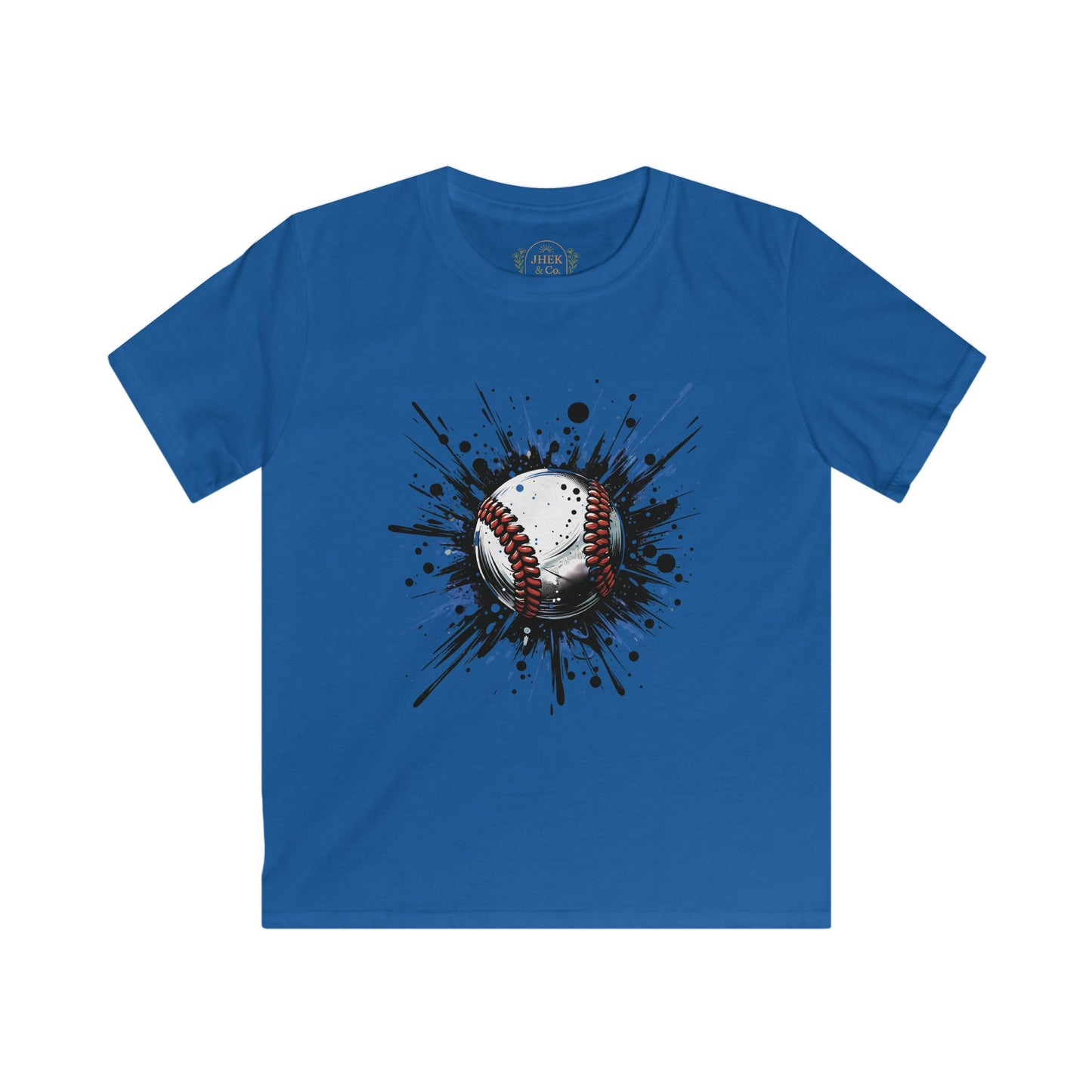 Kids Baseball Splash T‑Shirt — Watercolor Baseball Graphic Tee for Young Players