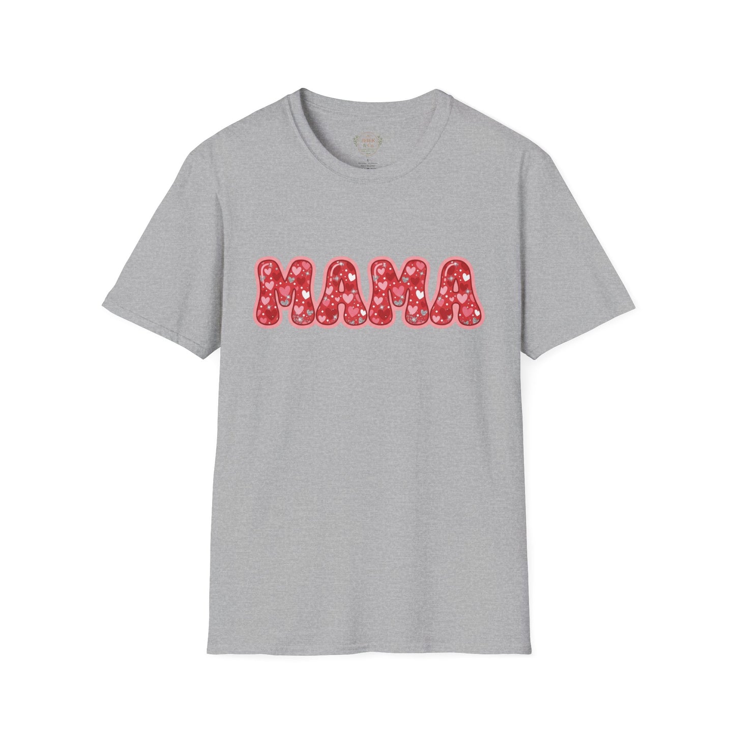 Mama Valentine's Day T-Shirt — Red Heart Bubble Letters Shirt
