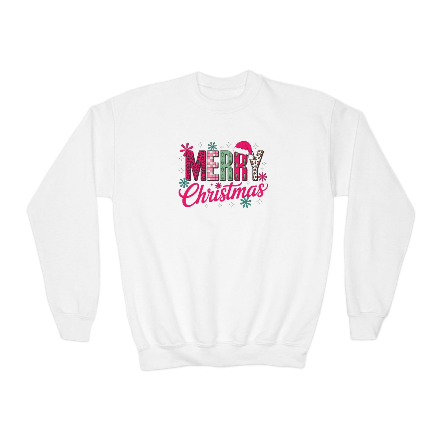 Youth Crewneck Sweatshirt – 'Merry Christmas' Festive Holiday Graphic