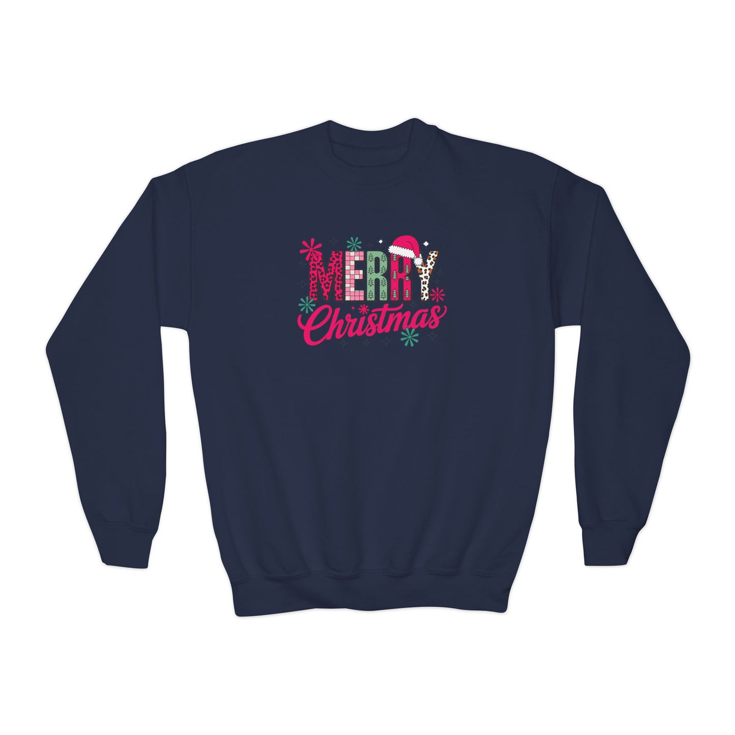 Youth Crewneck Sweatshirt – 'Merry Christmas' Festive Holiday Graphic