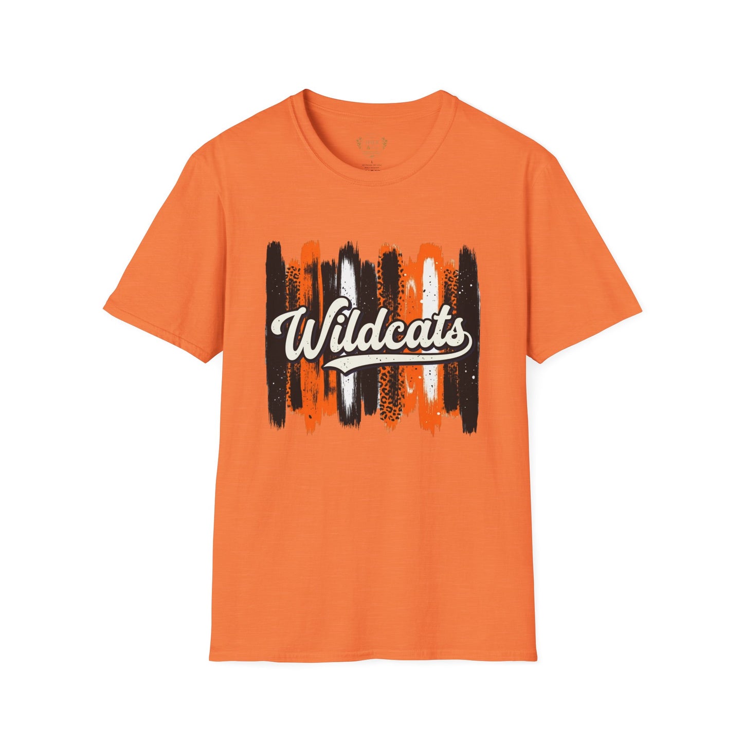 Wildcats Brushstroke T-Shirt — Orange & Black School Spirit Tee