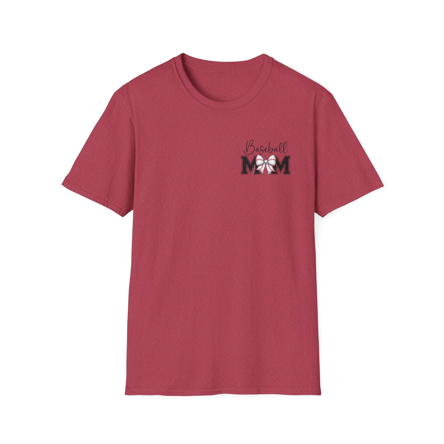 Baseball Mom T-Shirt — Mama Tee with Baseball Bow Graphic